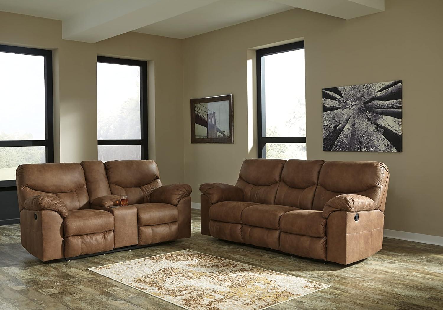 Signature Design by Ashley Boxberg Reclining Loveseat with Console in Bark