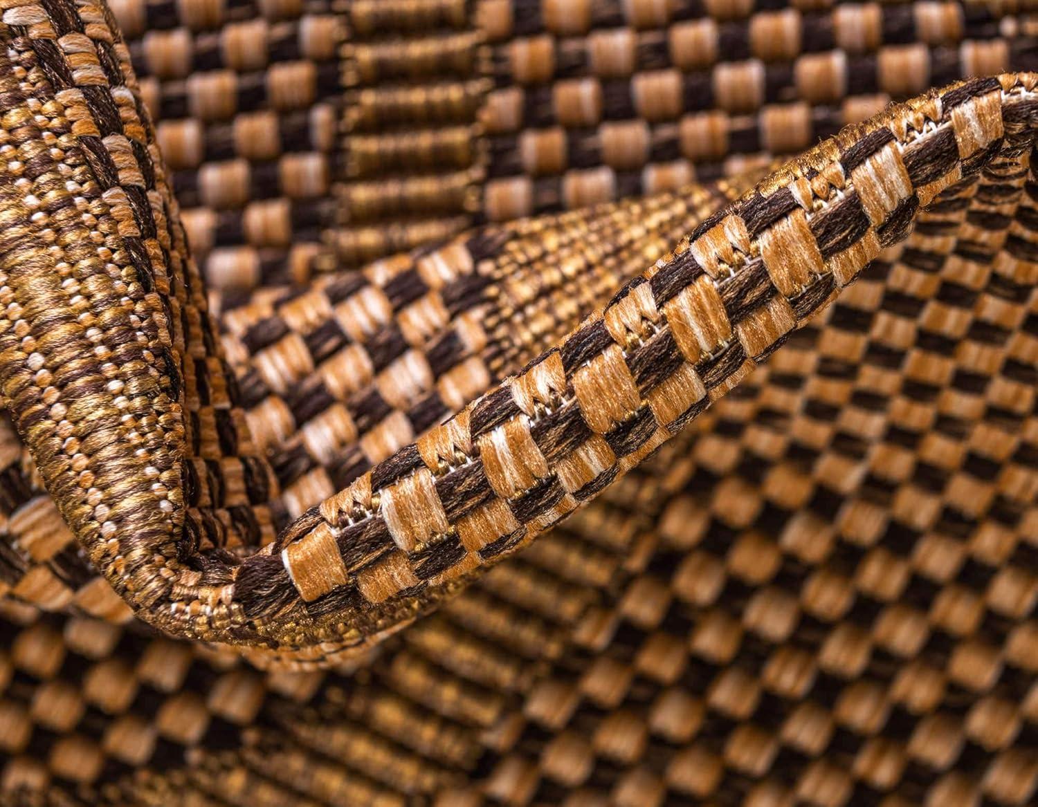 Unique Loom 5' 0 x 8' 0 Light Brown Outdoor Botanical Vine Area Rug