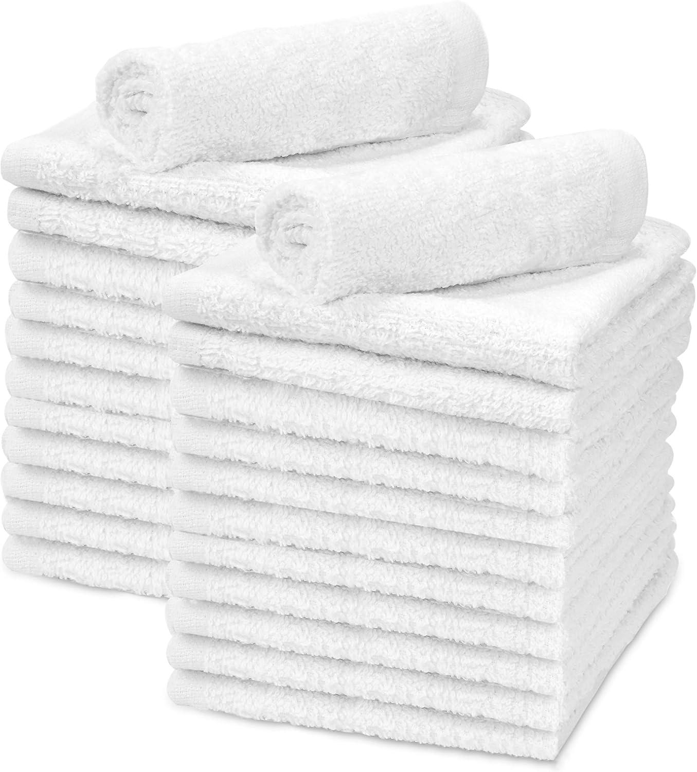 Soft Textiles 24-Pack White Washcloths, 100% Cotton Towel Baby Face Cloth