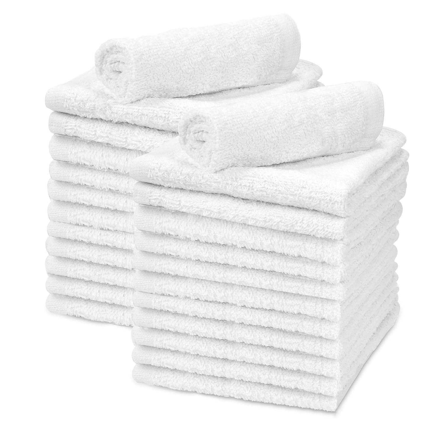 Soft Textiles 24-Pack White Washcloths, 100% Cotton Towel Baby Face Cloth