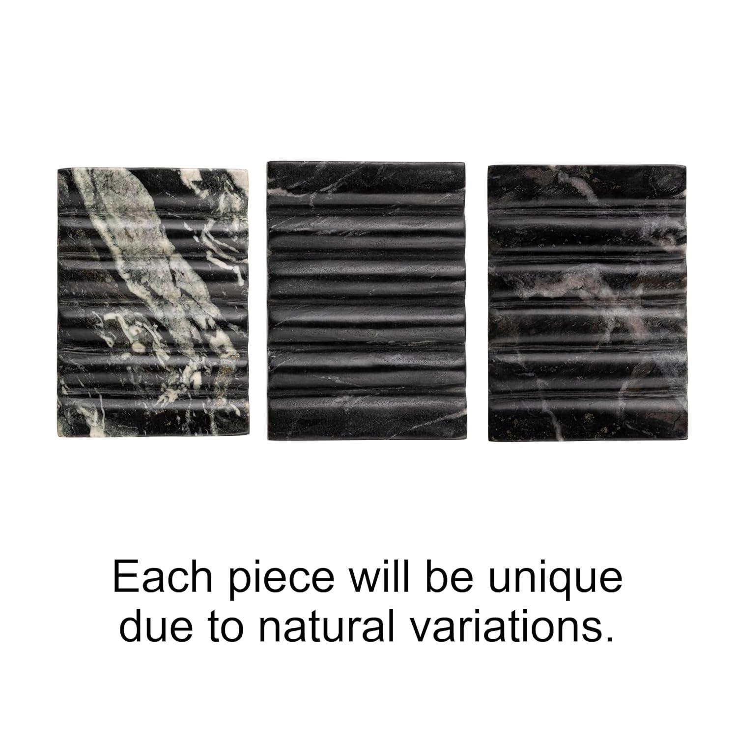 Creative Co-Op Mélange Marble Soap Dish, Black and Beige
