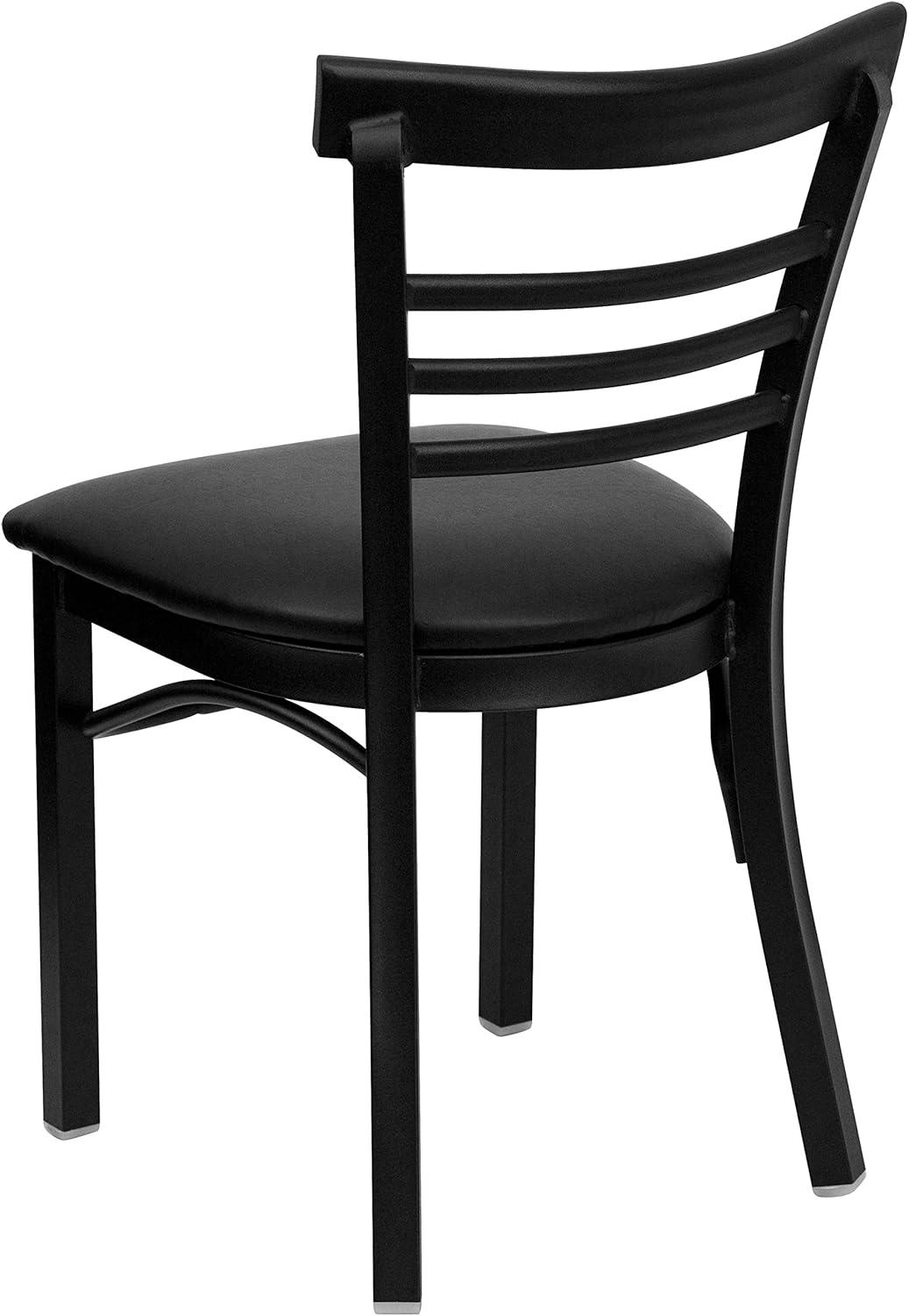 Flash Furniture Black Three-Slat Ladder Back Metal Restaurant Chair