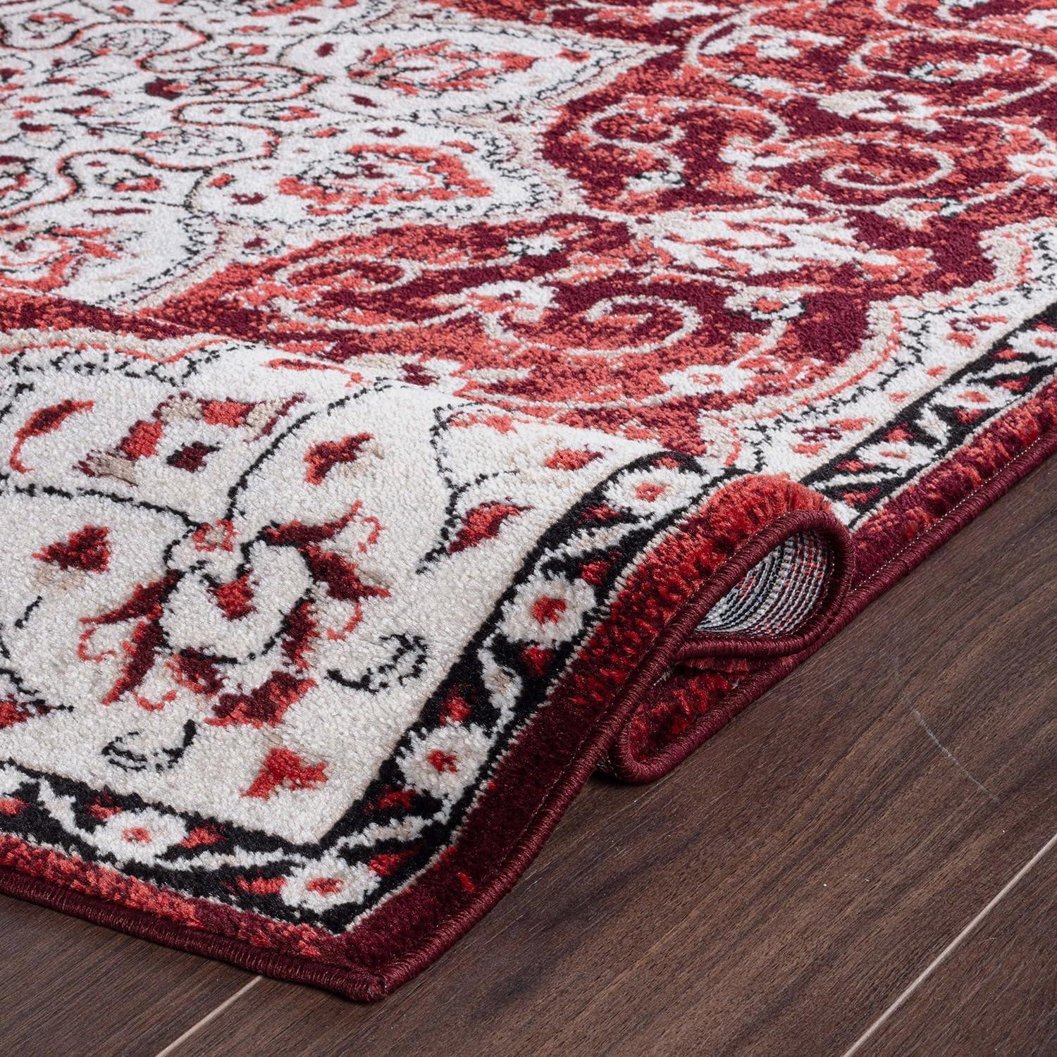 World Rug Gallery Traditional Medallion Area Rug - RED 5' X 7'