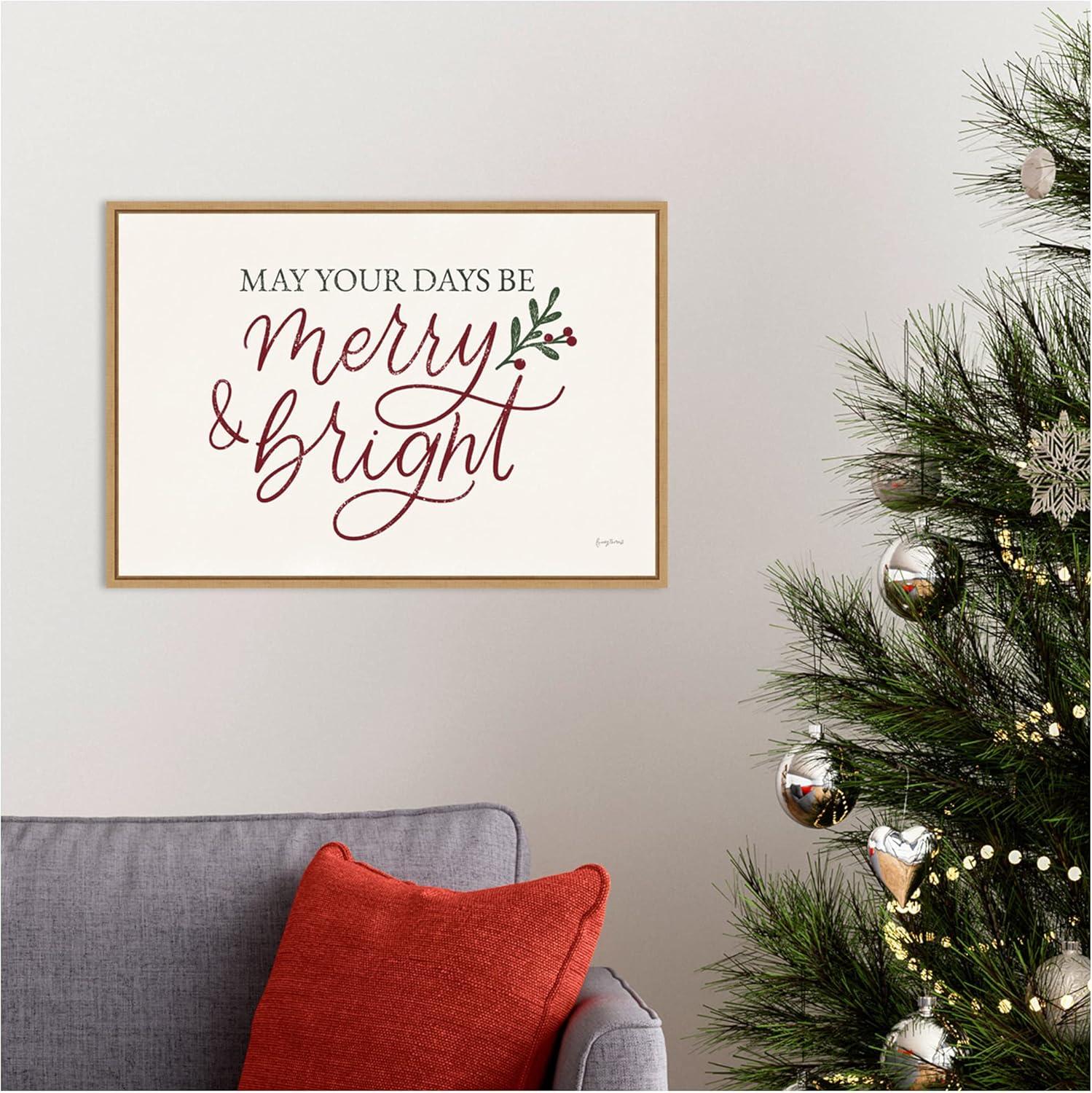 Amanti Art Vintage Christmas V Red Framed Canvas Wall Art Print