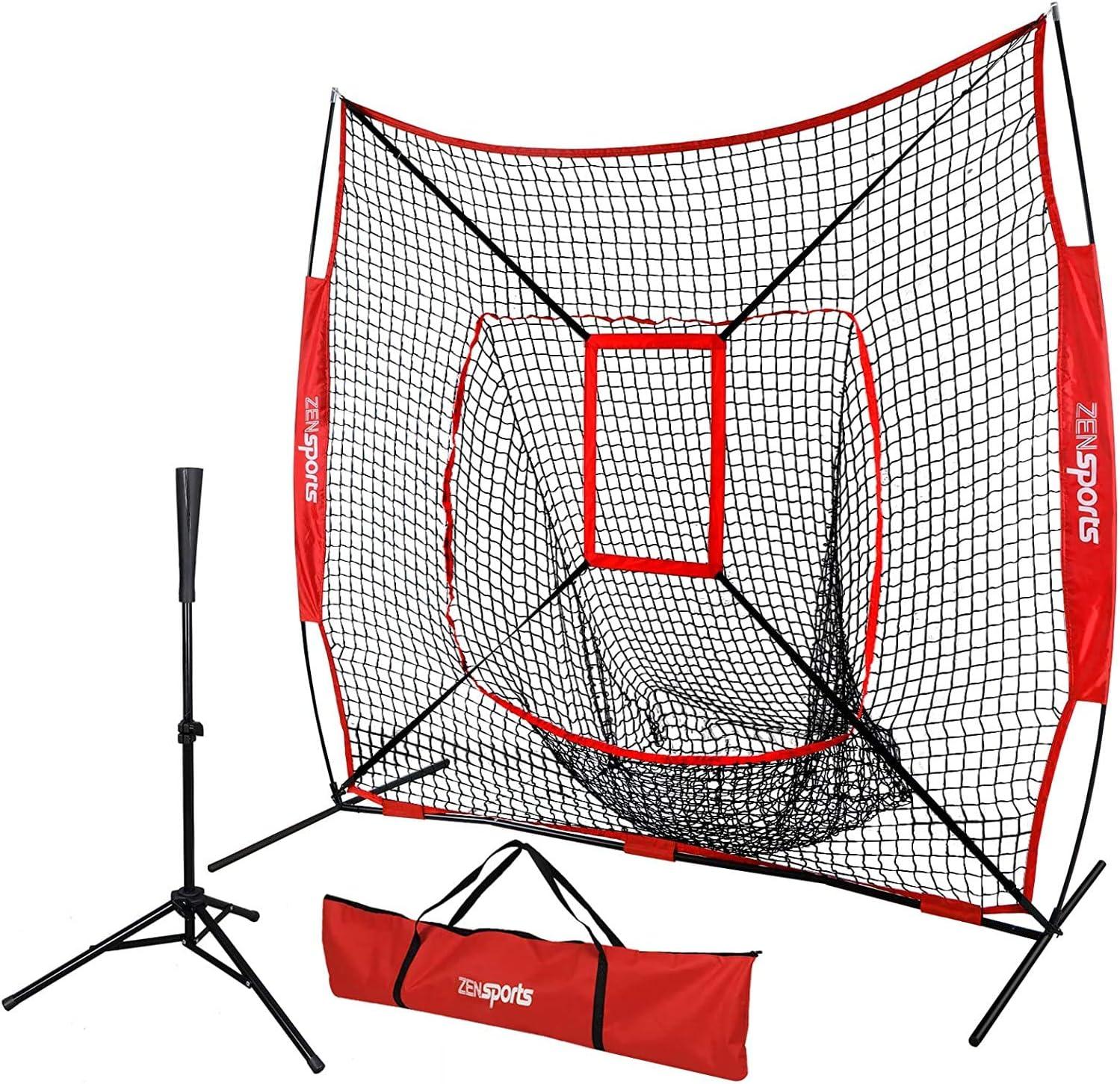 Zeny 7' x 7' Baseball Softball Practice Net Hitting Pitching Training Net w/Strike Zone,Bow Frame & Carry Bag