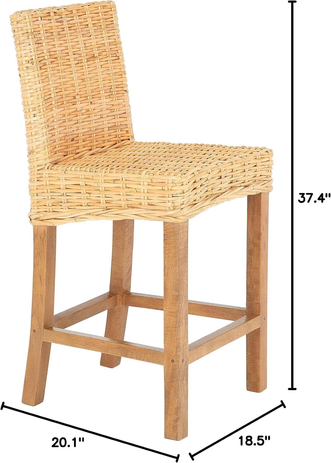 Tobie Rattan Counter Stool - BST6501 - Natural/Golden Brown - Safavieh