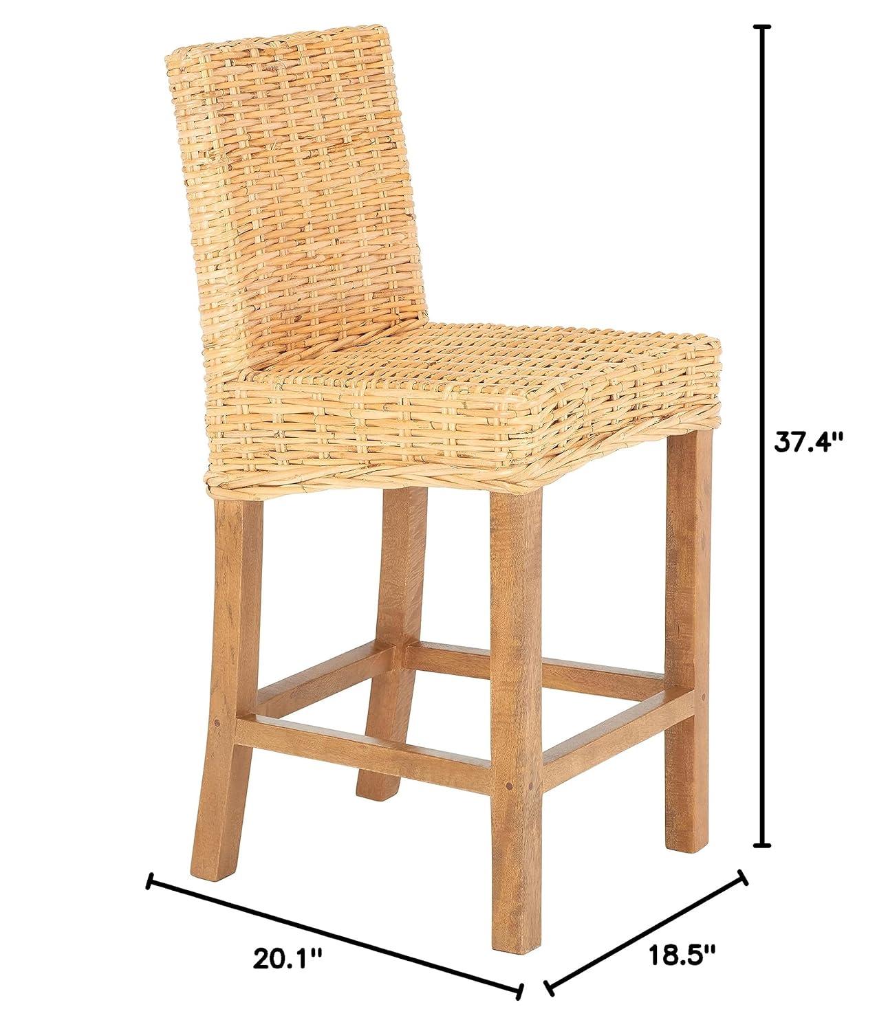 Tobie Rattan Counter Stool - BST6501 - Natural/Golden Brown - Safavieh