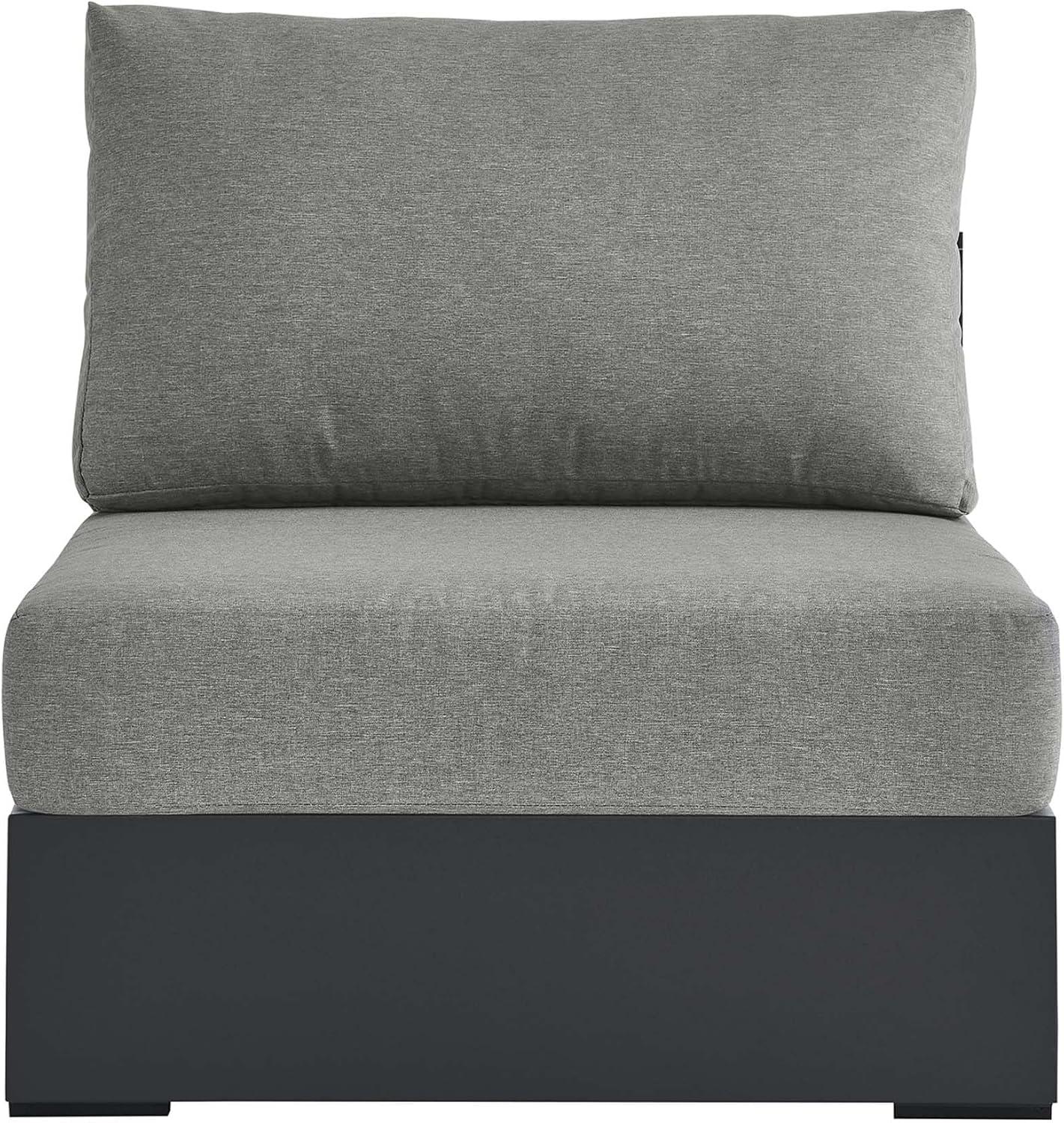 Gray Aluminum Armless Patio Chair with Weather-Resistant Cushions