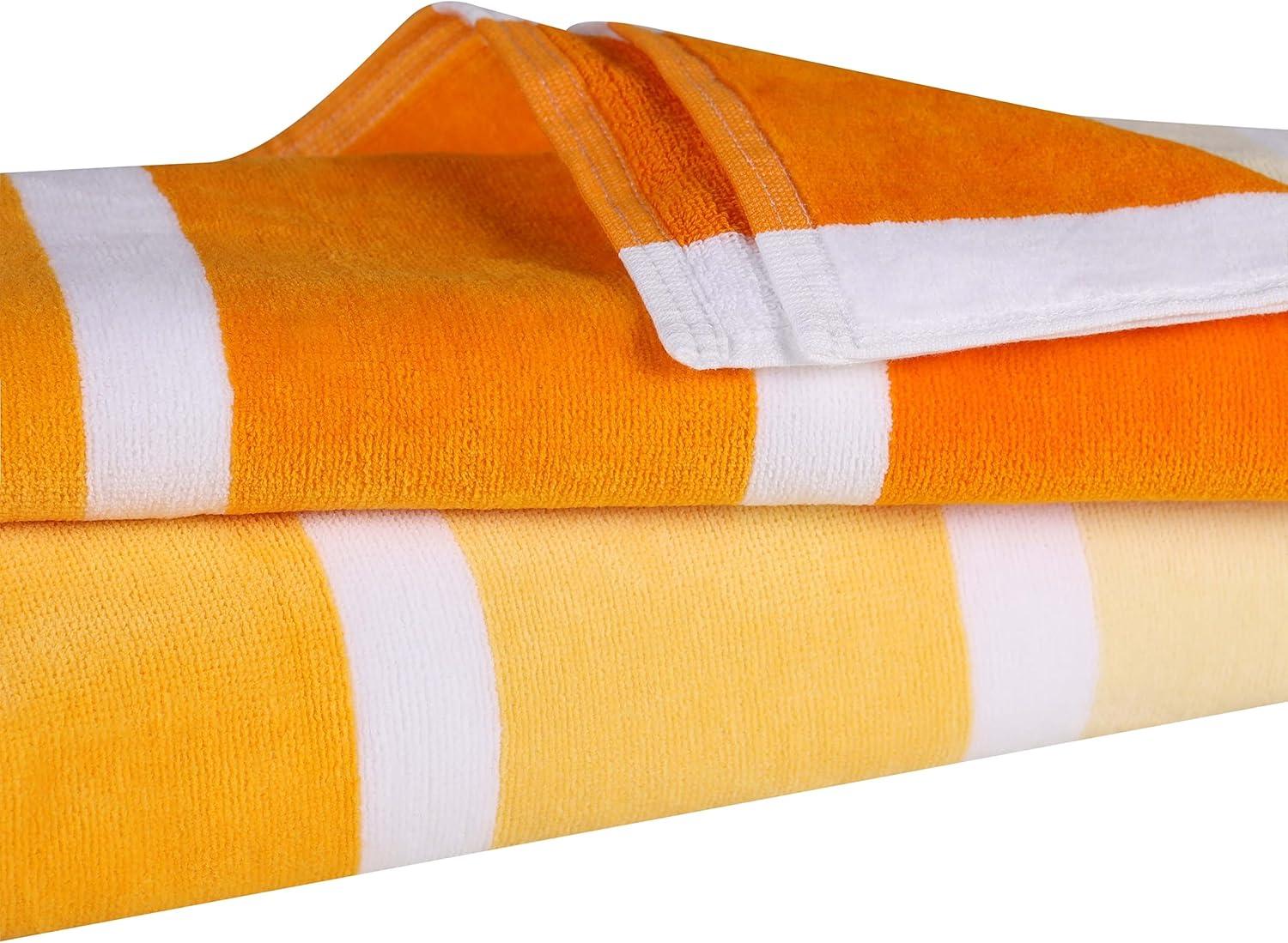 Yellow Striped Cotton Velour Quick Dry Kids Beach Towel