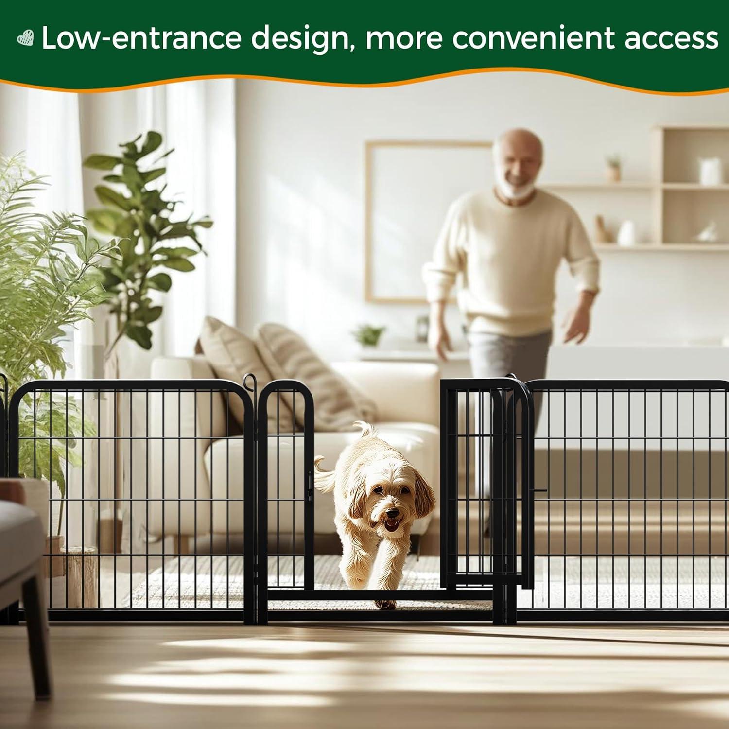 Yaheetech Dog Playpen Outdoor, 24 inch 32 Panels Dog Pen Indoor Heavy Duty Puppy Exercise Pen Metal Pet Fence for RV Camping/Yard/Garden