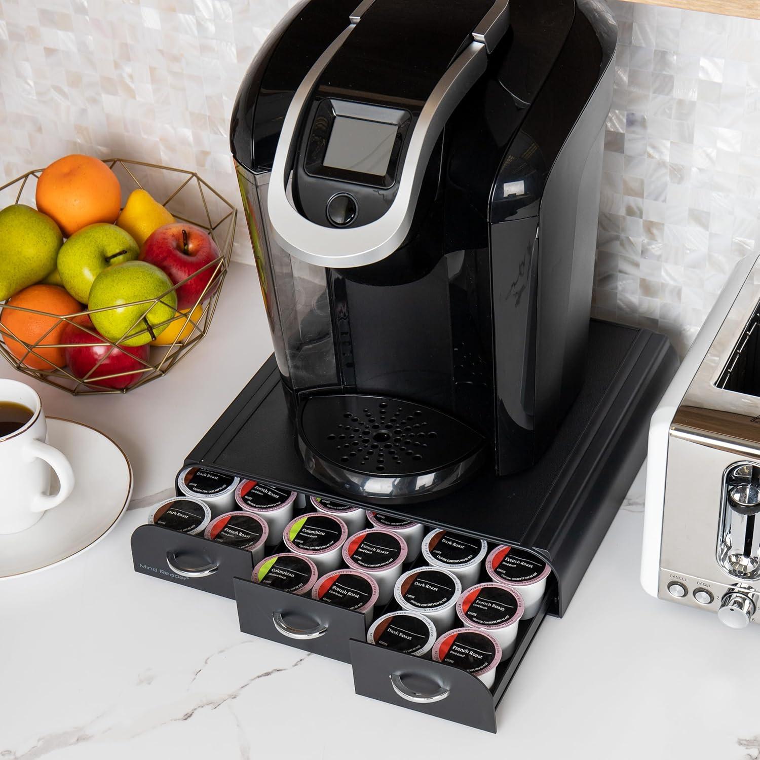 Mind Reader Single-Serve Coffee Pod Organizer with 3 Drawers 36 Pod Capacity Black