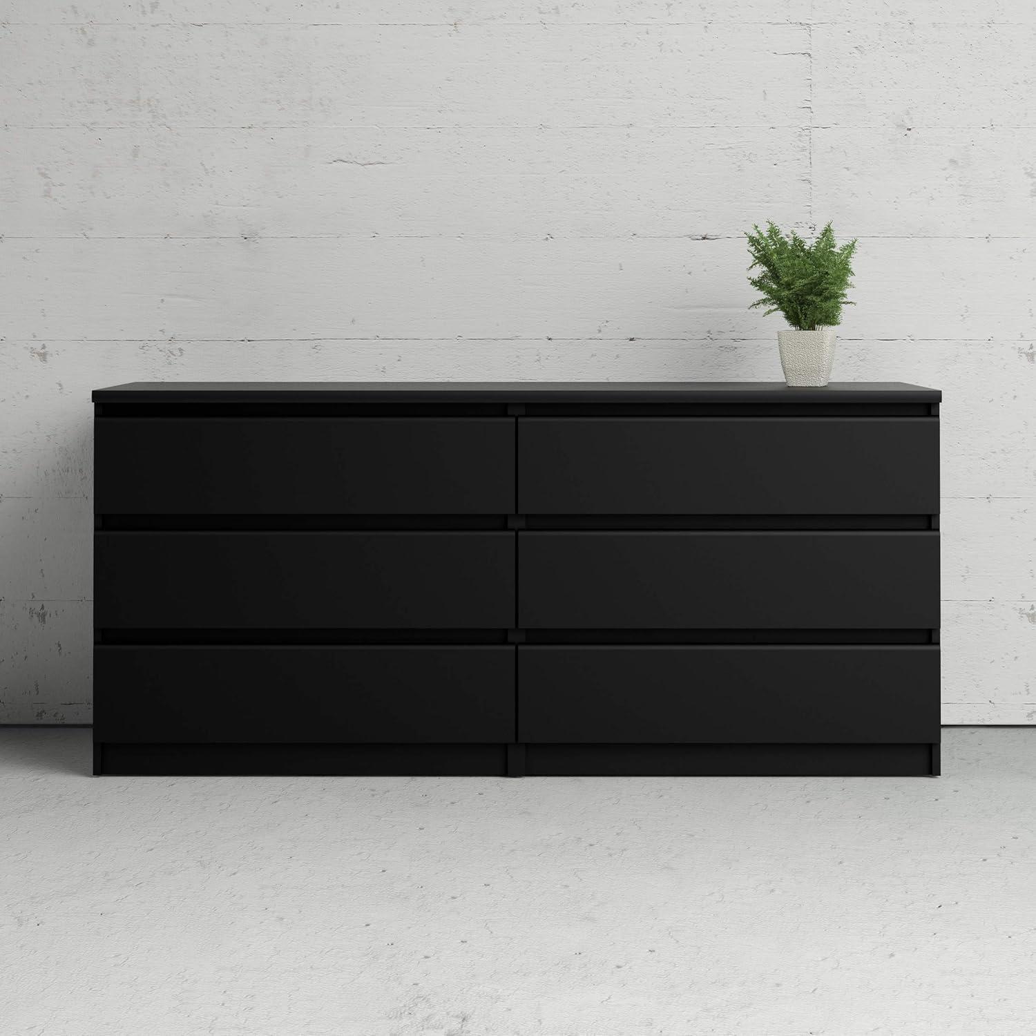 Tvilum,Scottsdale 6 Drawer Double Dresser, Black Matte