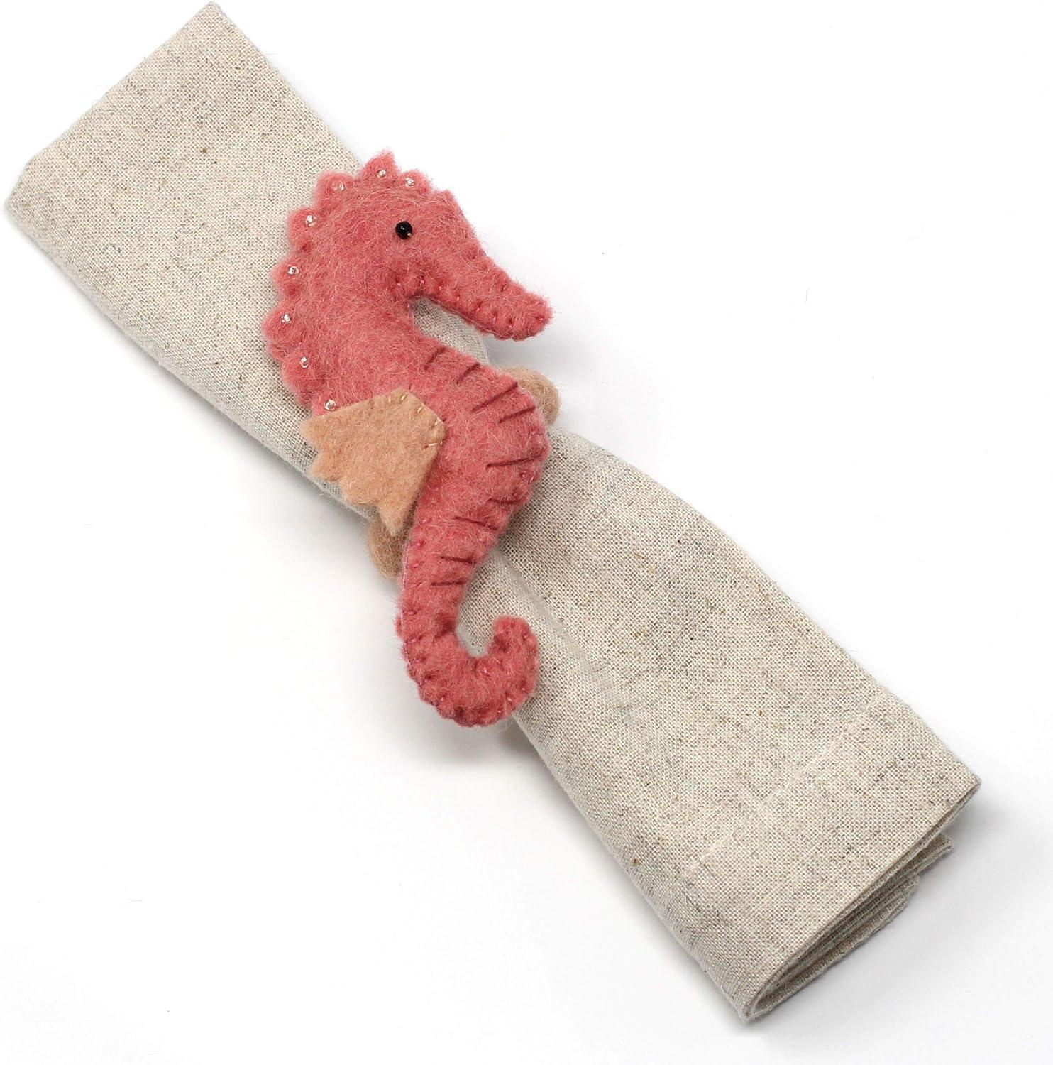 The Curated Nomad  Thrift Handmade Seashore Napkin Rings (Set of 4)