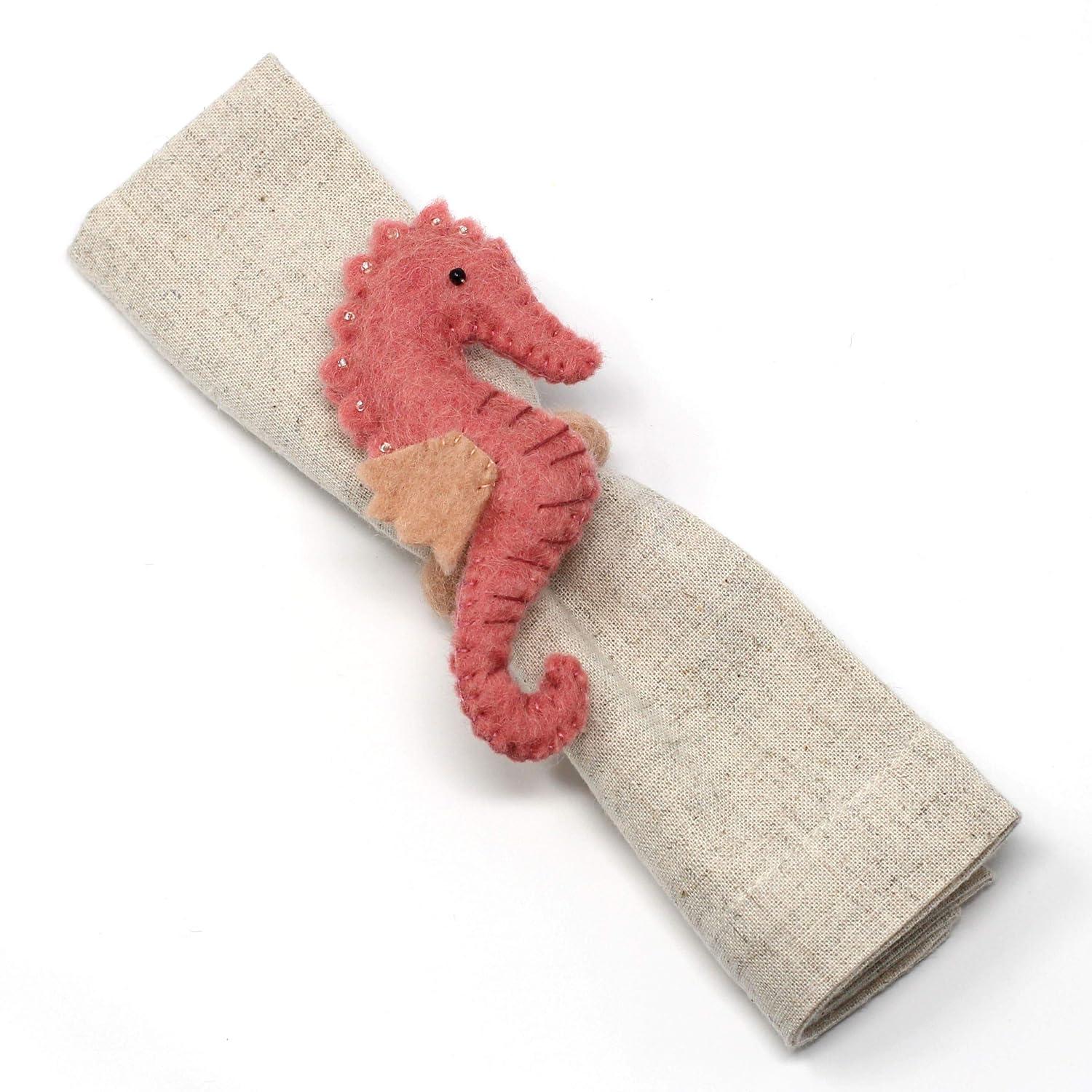 The Curated Nomad  Thrift Handmade Seashore Napkin Rings (Set of 4)