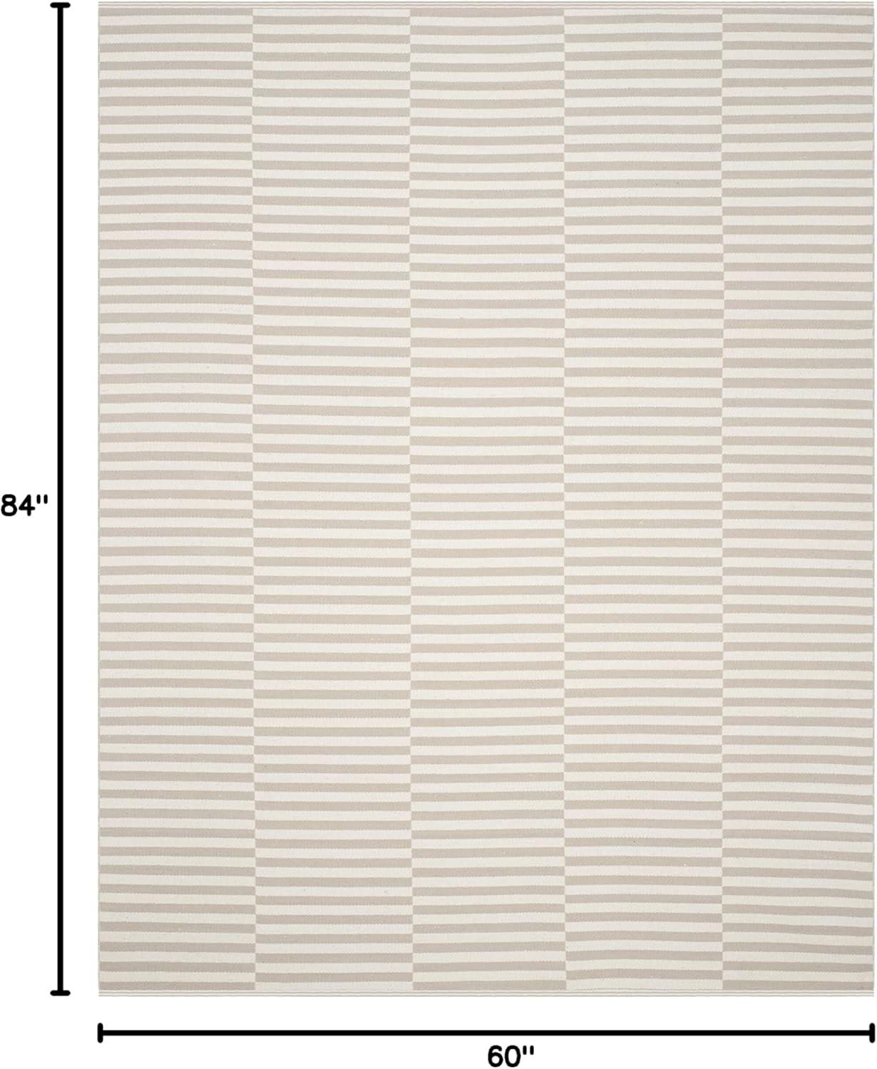 SAFAVIEH Montauk Raeyln Striped Cotton Area Rug, Ivory/Light Grey, 5' x 7'