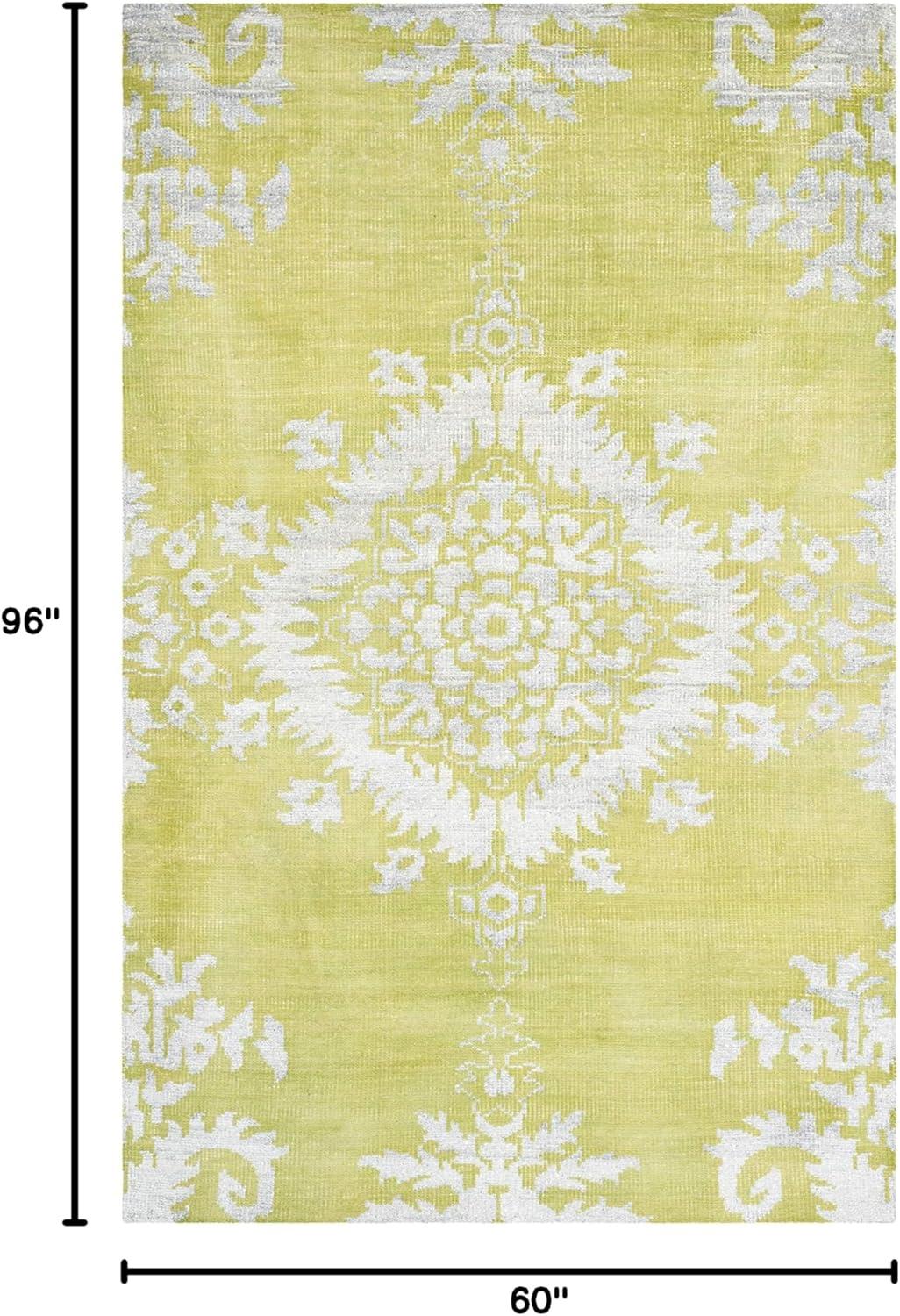 Stone Wash STW235 Hand Knotted Indoor Area Rug - Chartreuse - 5'x8' - Safavieh
