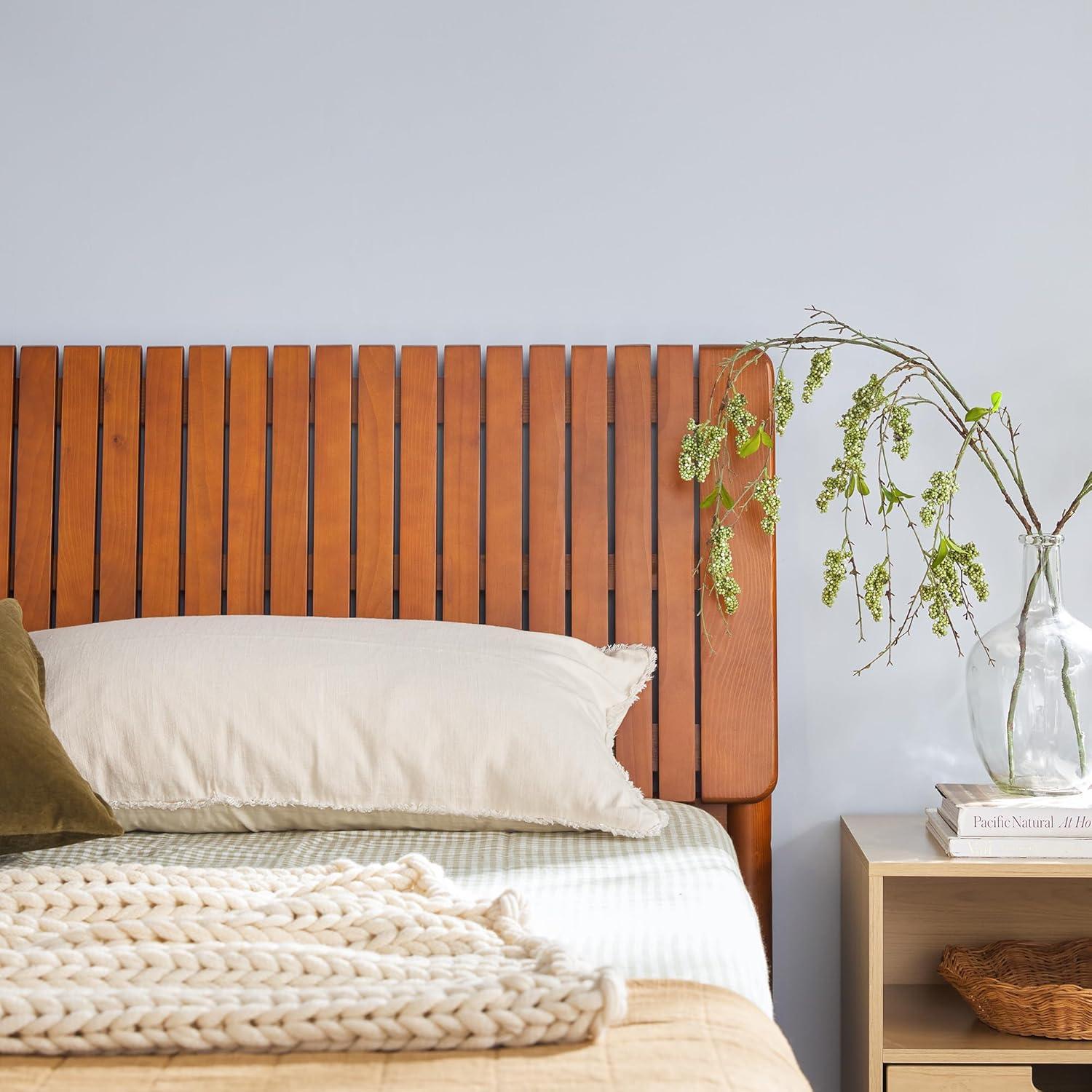 Walker Edison Transitional Solid Wood Platform King Bed - Brown