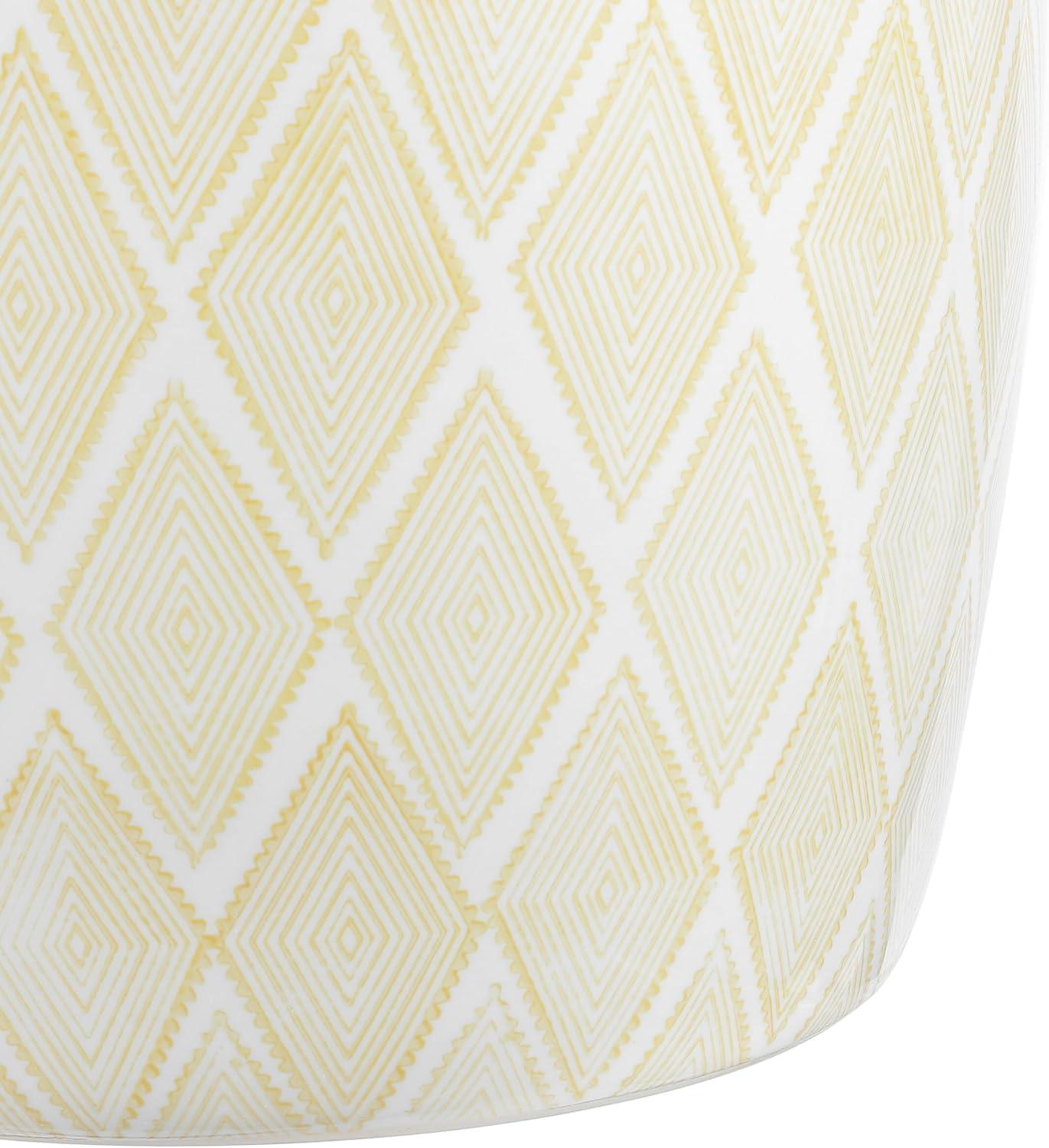 Moroccan Diamonds 18" Ceramic Drum Garden Stool, Yellow - JONATHAN Y