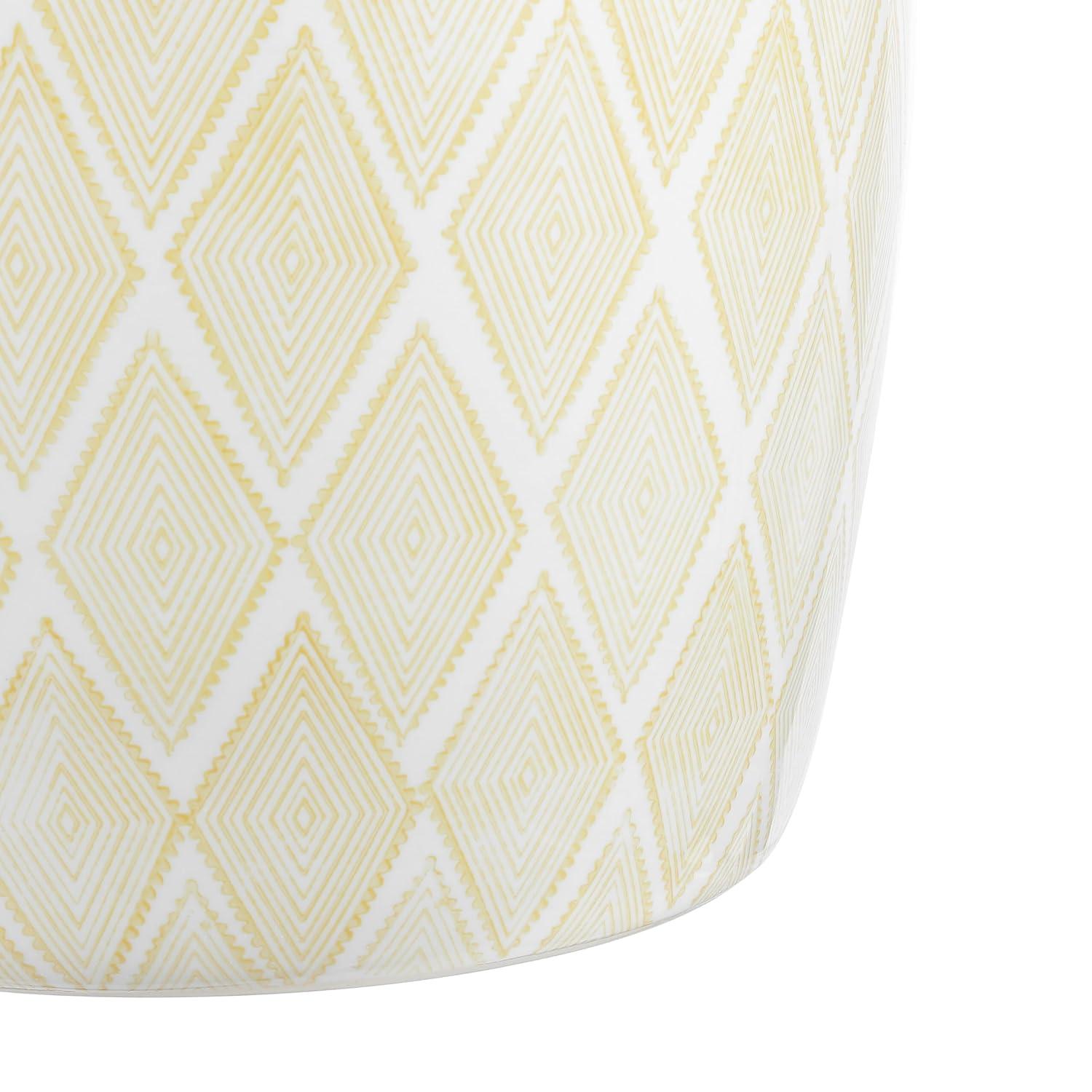 Moroccan Diamonds 18" Ceramic Drum Garden Stool, Yellow - JONATHAN Y