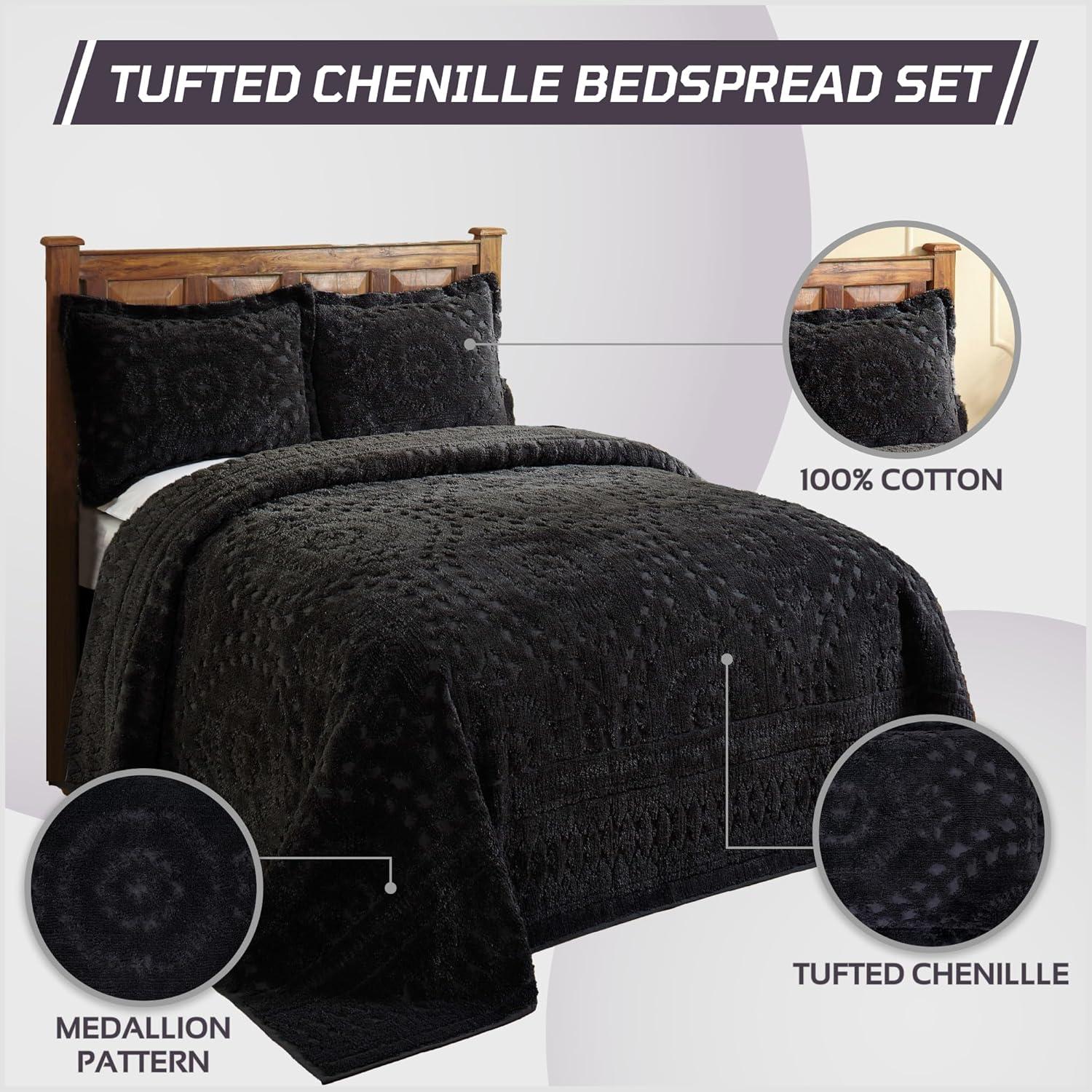Better Trends Rio 100% Premium Cotton Chenille Tufted Bedspread, Soft & Luxurious Feel, Perfect for Gifting, All Seasons Machine Washable Coverlet