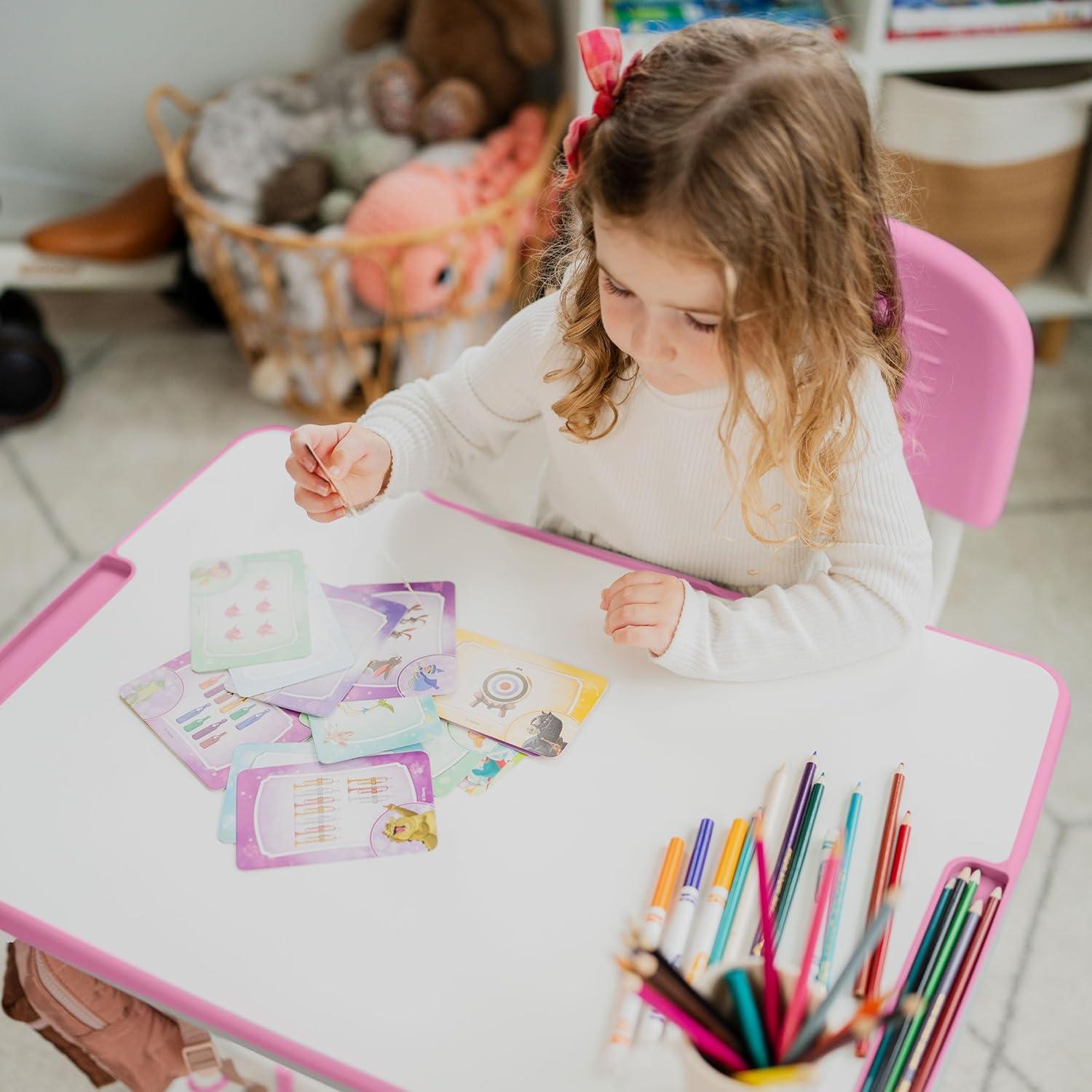 Amarjot Kids Desk and Chair Set with 40 Degree Tilt-able Desktop, Multi-Func Height Adjustable