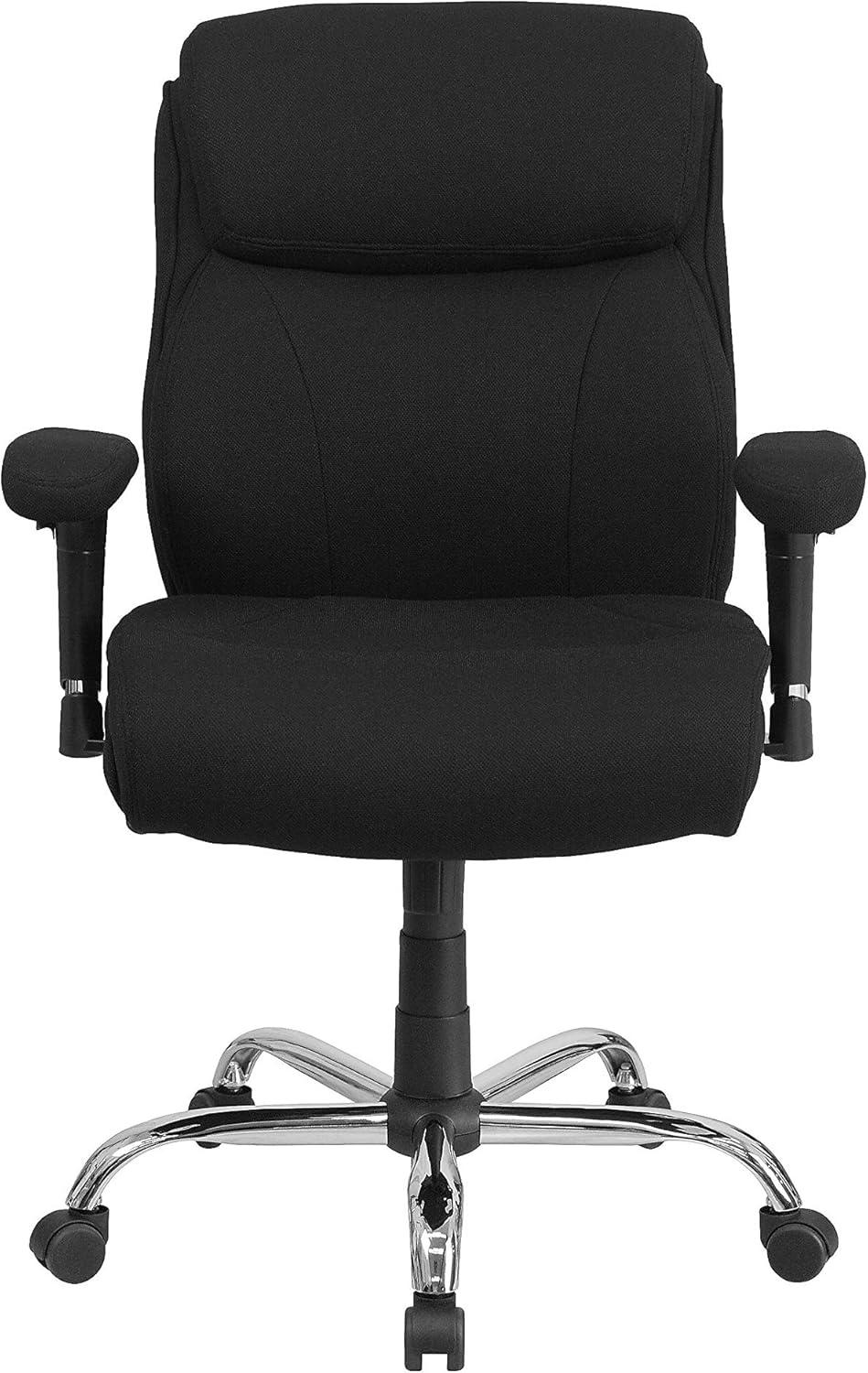 Flash Furniture HERCULES Series Big & Tall 400 lb. Rated Black Fabric Ergonomic Task Office Chair with Line Stitching and Adjustable Arms