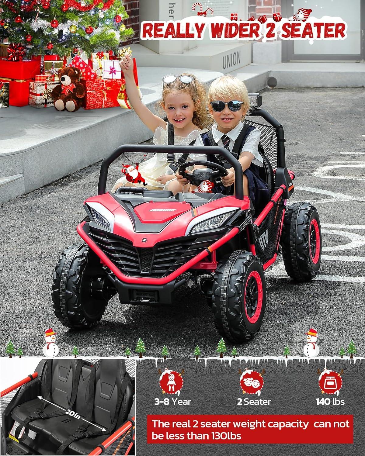 Fire Red 24V 2-Seater Ride-On Car with Remote Control