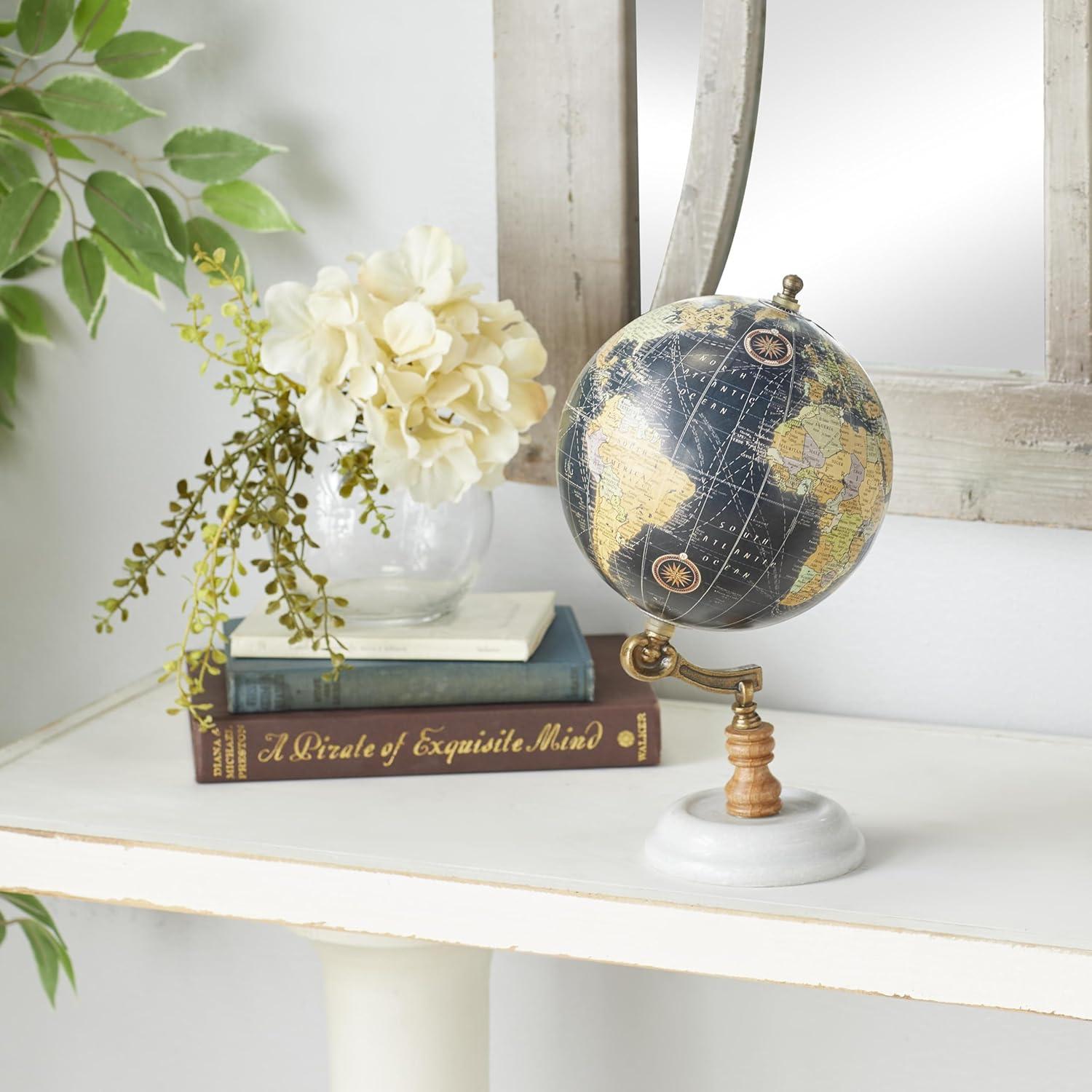 DecMode 7" Black Globe with Marble Base