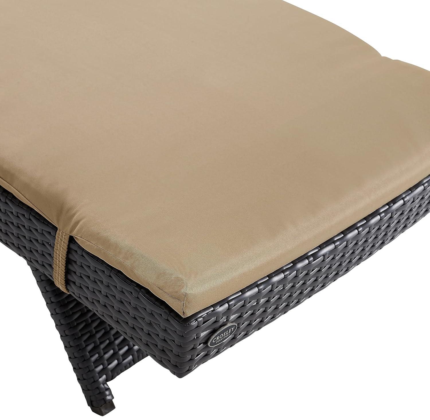 Biscayne Chaise Lounge with Mocha Cushion Brown - Crosley: Steel Frame, Weather-Resistant, Adjustable Back