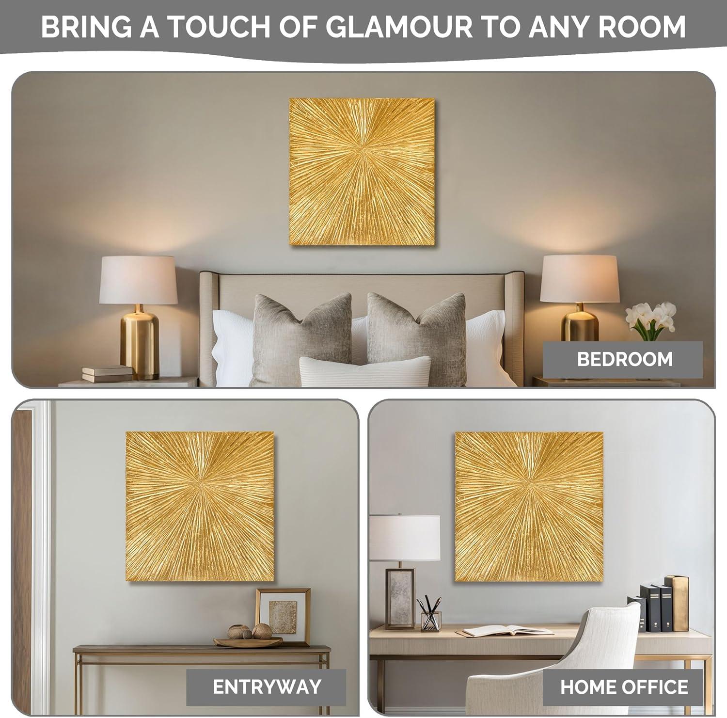 Madison Park Signature Sunburst 3-Piece Hand-Painted Resin Wall Art