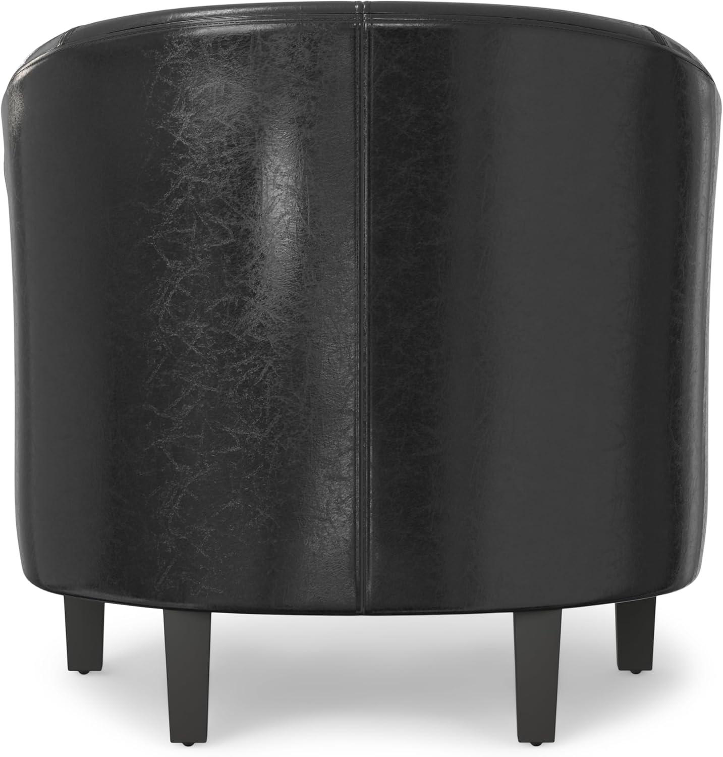 Simpli Home Austin 30"W Upholstered Vegan Faux Leather Contemporary Tub Accent Chair with High Arms and Deep Seat