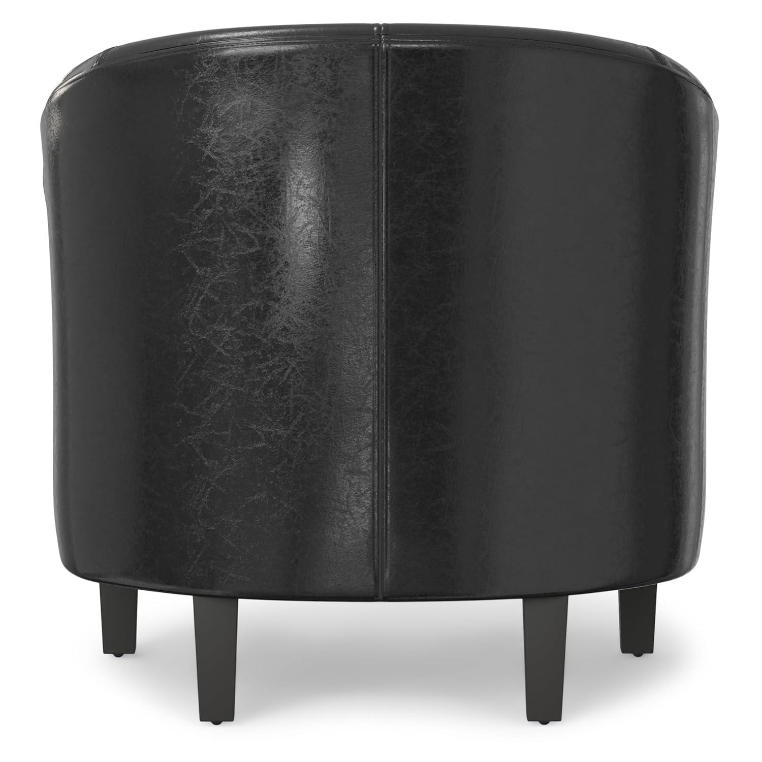 Simpli Home Austin 30"W Upholstered Vegan Faux Leather Contemporary Tub Accent Chair with High Arms and Deep Seat