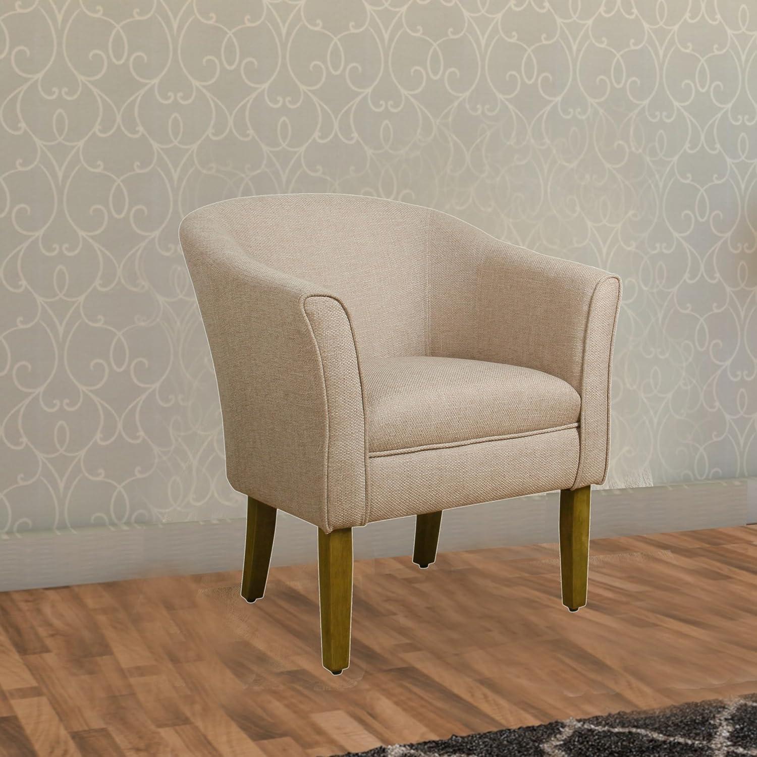Modern Barrel Accent Chair Flax Brown - HomePop: Upholstered, Transitional Style, Bedroom & Living Room