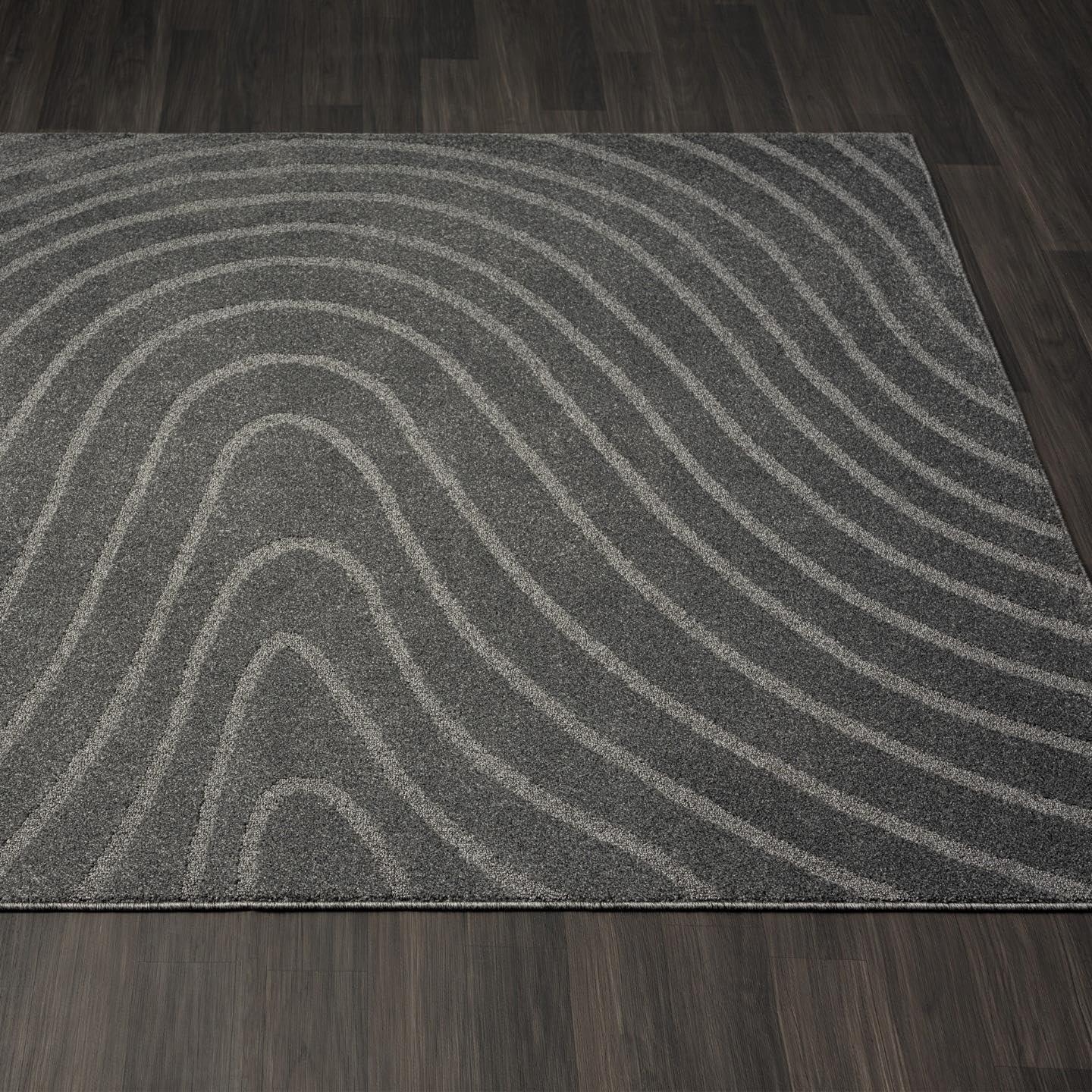 Luxe Weavers Modern Geometric Wave Anthracite 2x3 Area Rug