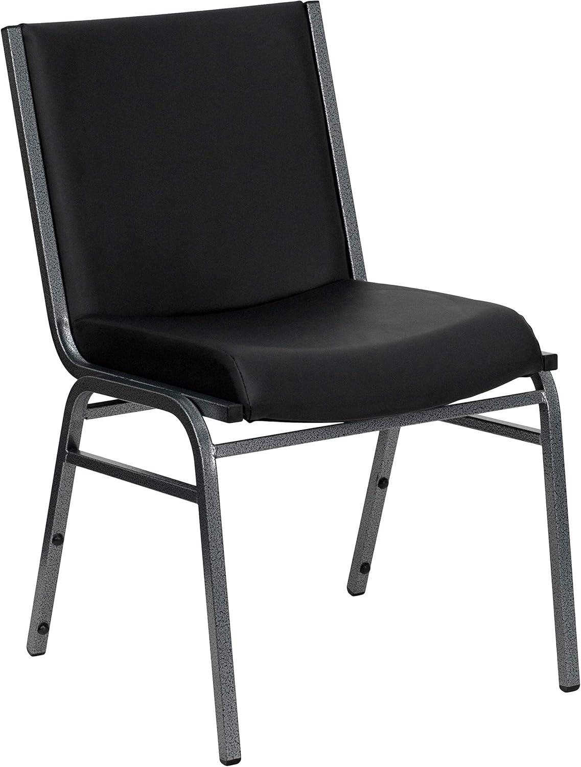 Emma + Oliver Heavy Duty Black Vinyl Stack Chair