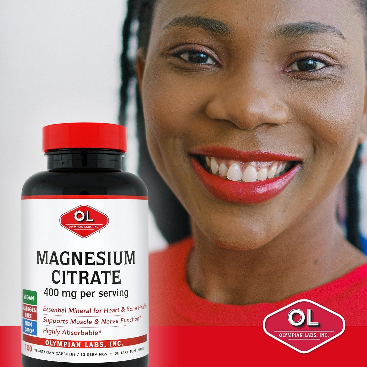 Olympian Labs Magnesium Citrate, 300 Vegetarian Capsules (133 mg per Capsule)