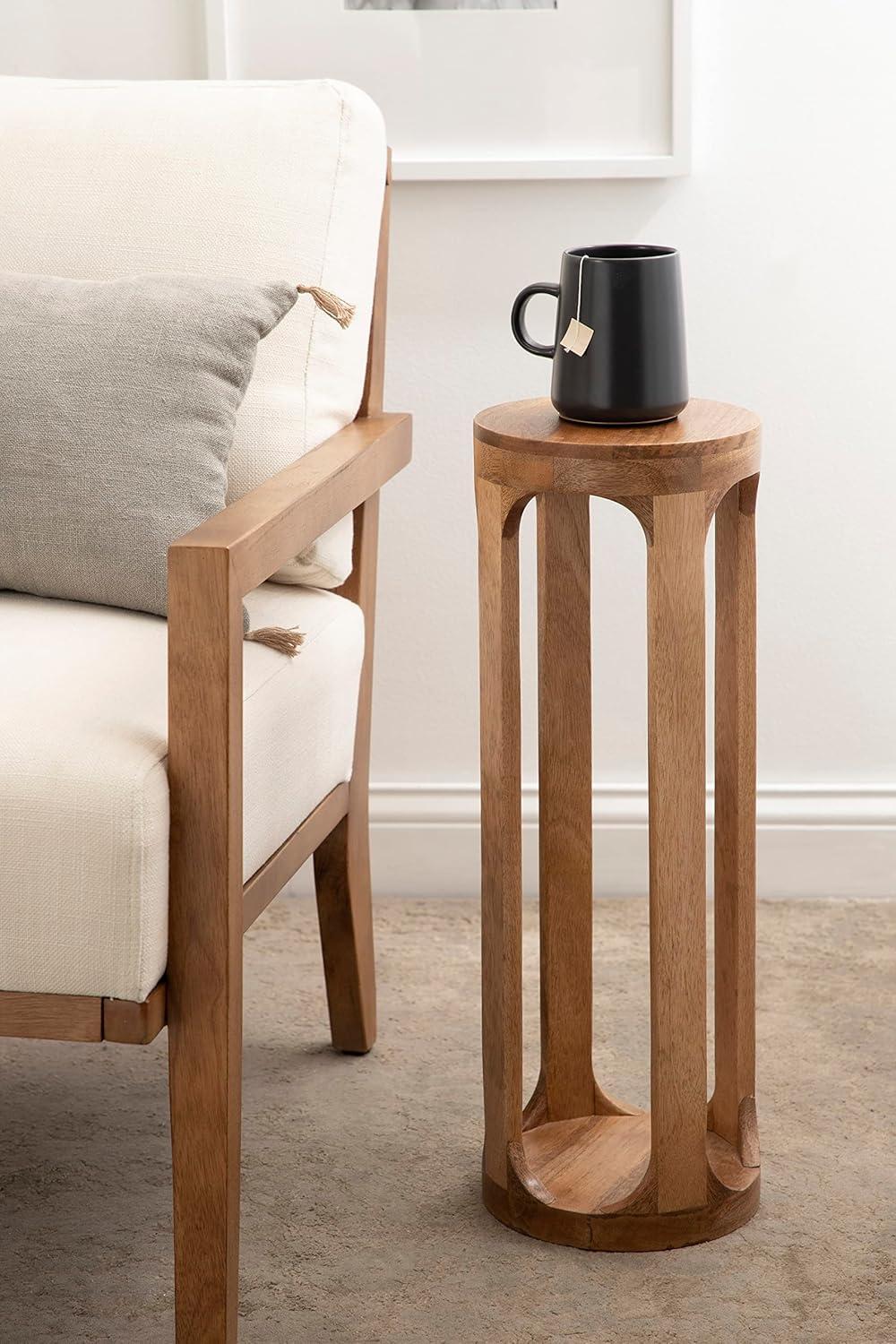 Kate and Laurel Dahl Round Wood Drink Table, 8x8x23, Natural