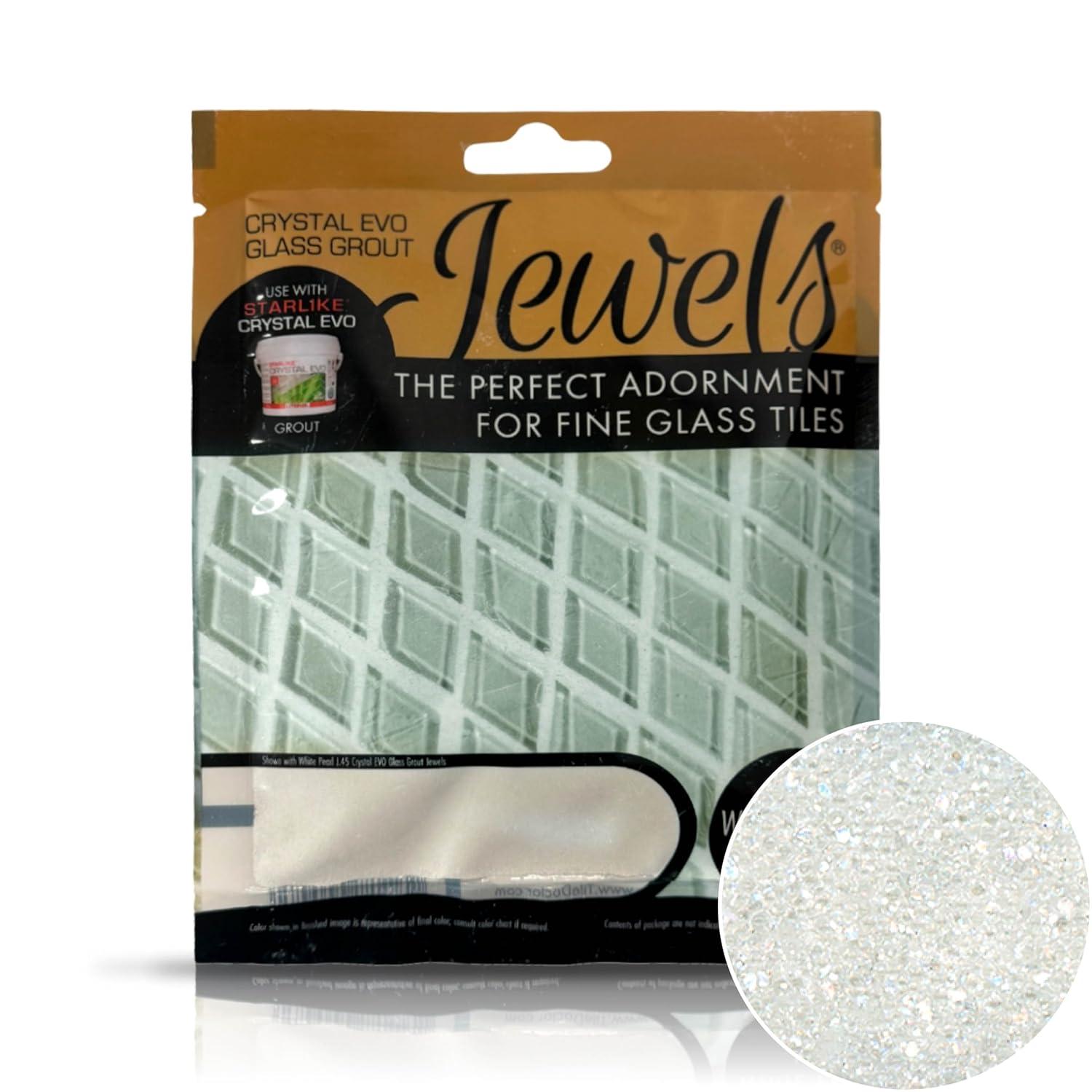 White Pearl 75 grams (1-Pack) Glass Grout Jewel and Starlike Crystal EVO 700 5.5 lb Grout Combo