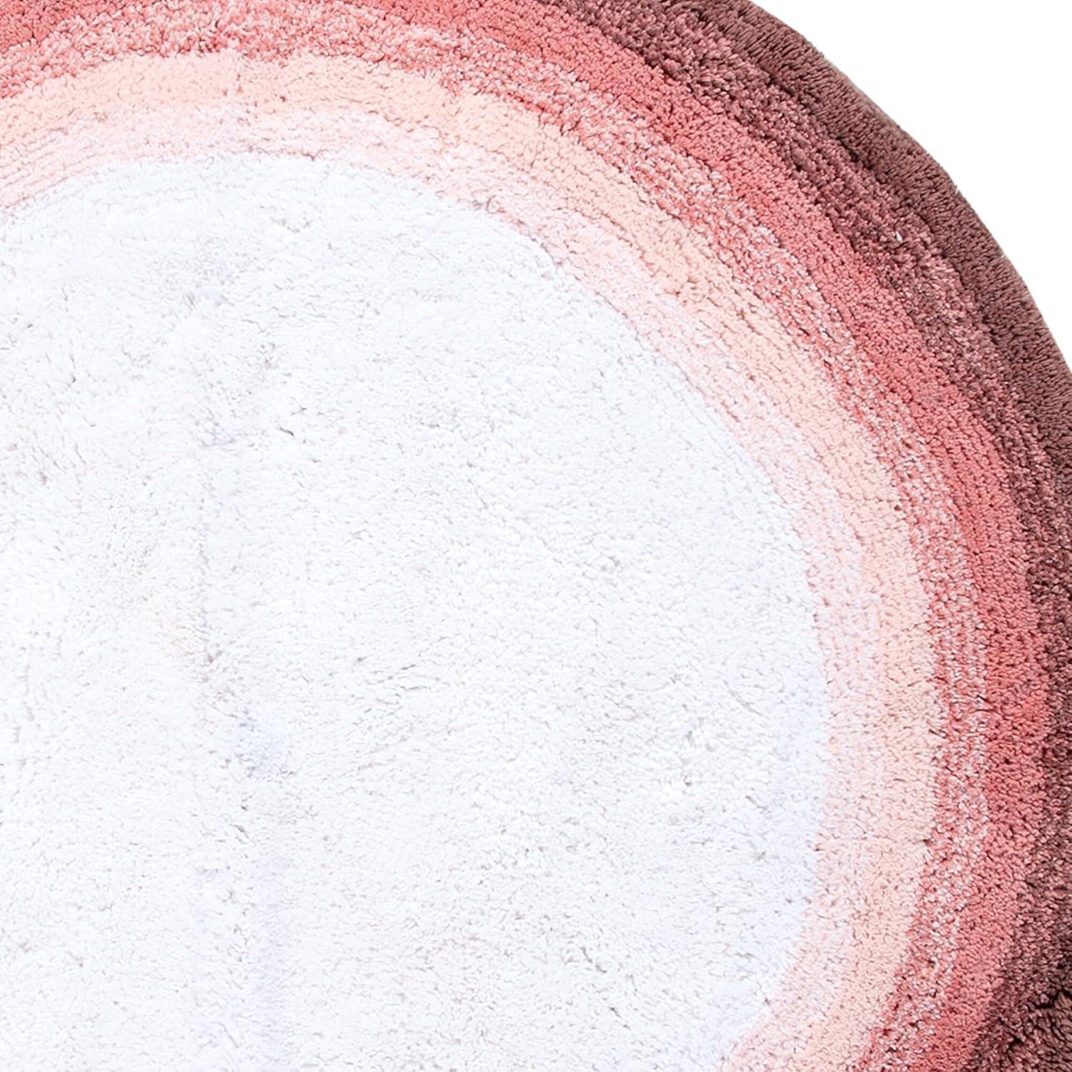 30" Round Torrent Collection 100% Cotton Bath Rug Rose - Better Trends: Machine Washable, Tufted, Ombre Design, Spray Latex Backing