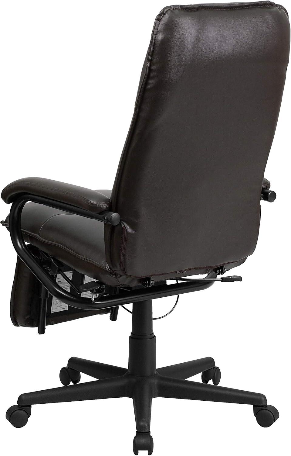 Flash Furniture High Back Brown LeatherSoft Executive Reclining Ergonomic Swivel Office Chair with Arms