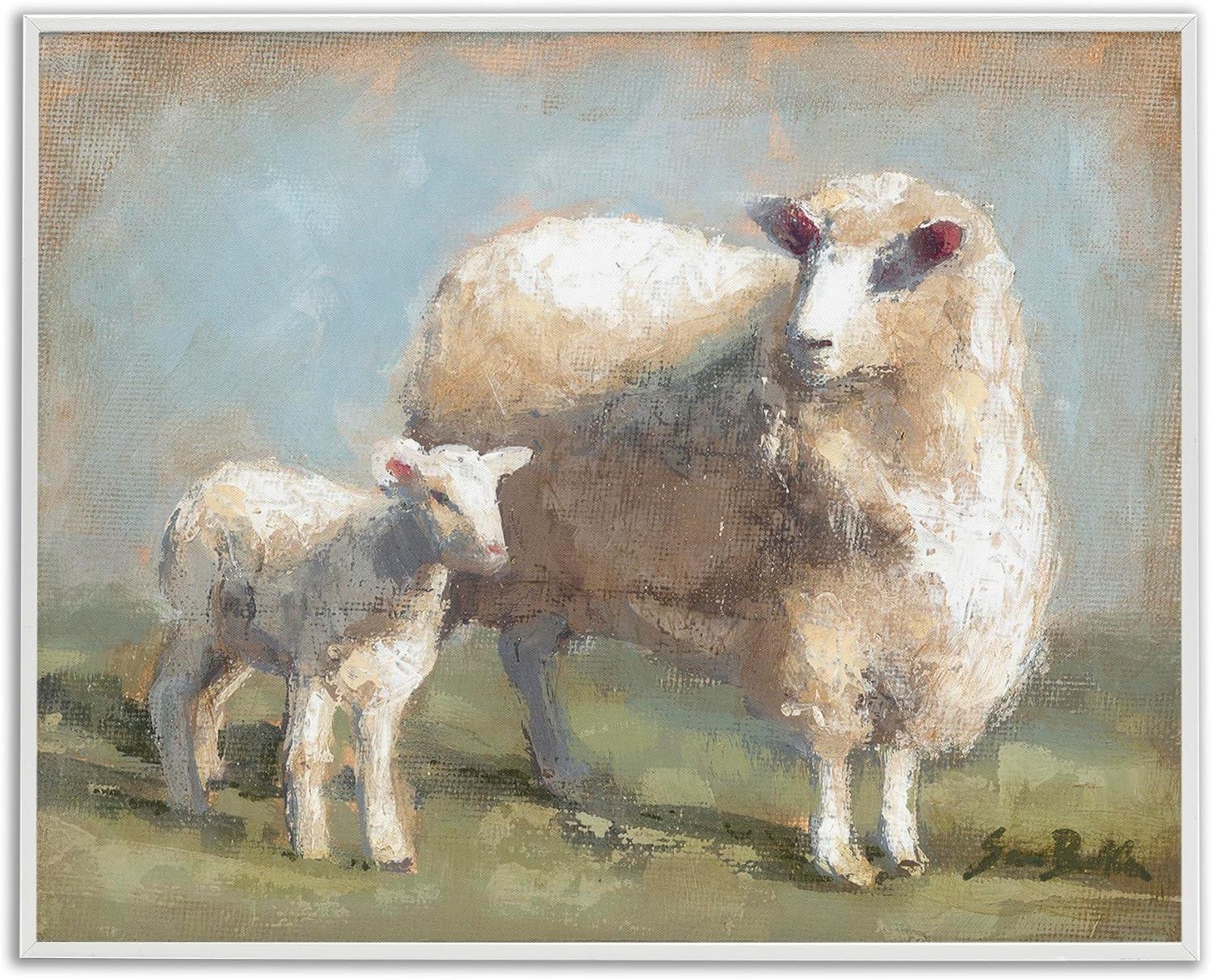 Stupell Industries Sheep Lamb Family Farm Framed Giclee Art, 16 x 20