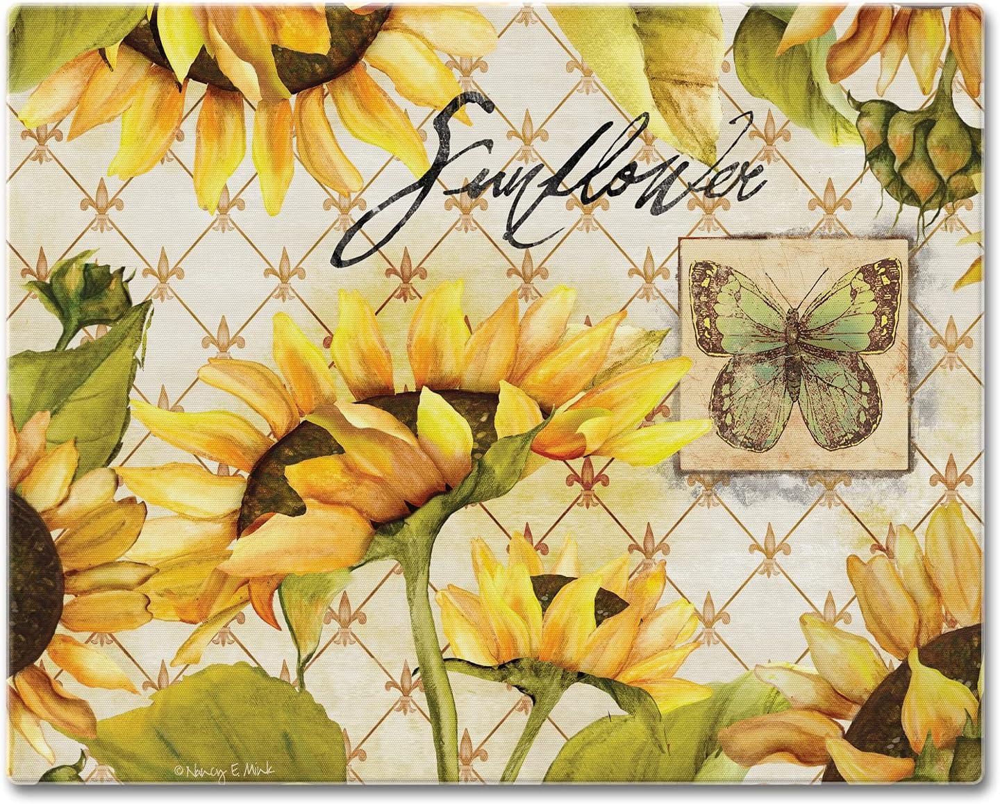 Sunflowers in Bloom Rectangular Glass Cutting Board