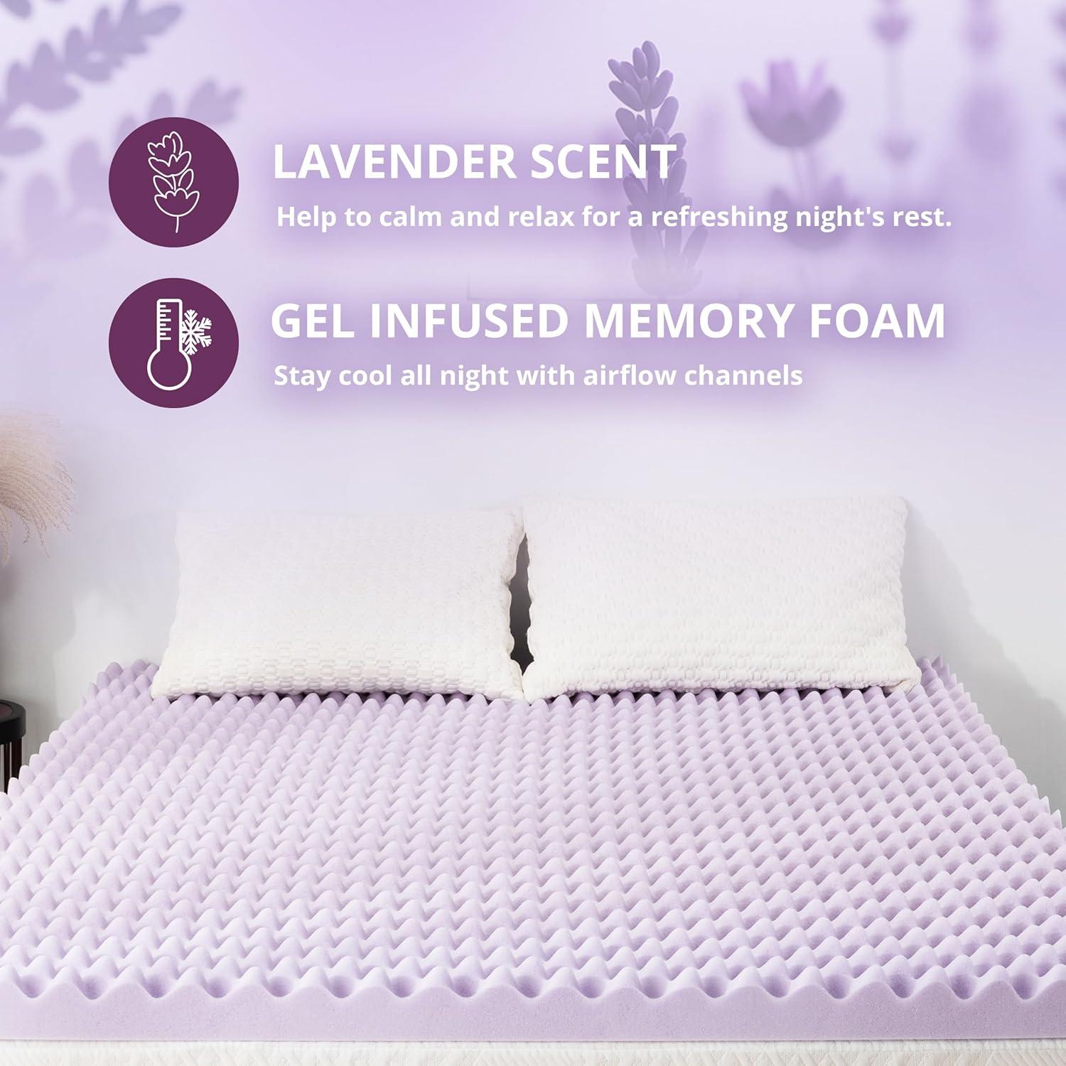 Twin Purple Gel Memory Foam Eggcrate Mattress Topper