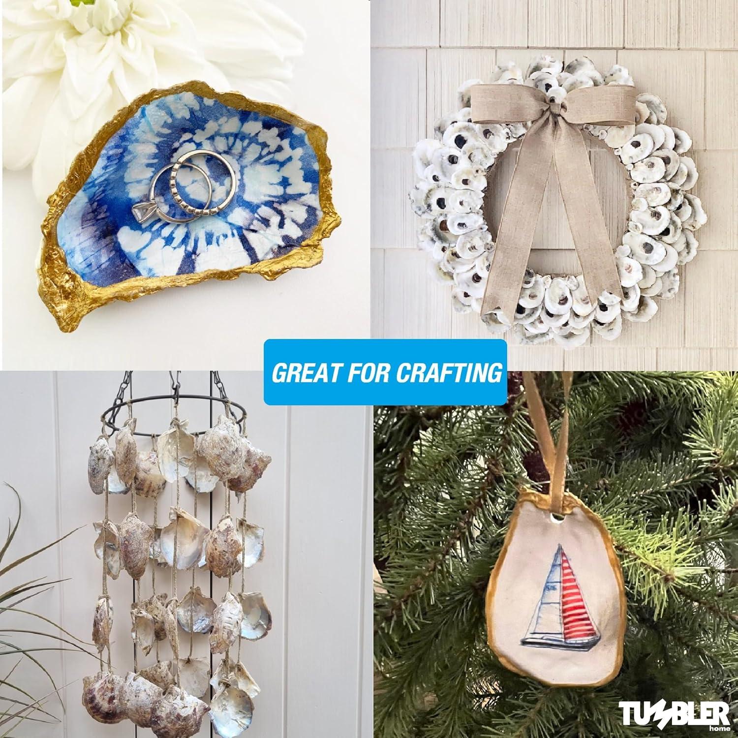 Oyster Shells for Crafts, 3" - 4" Large Oyster Shells, 20PCS Bulk Bag for DIY Crafting, Decoupage, Christmas Ornaments, Wreaths, Weddings, Beach Decor Arts & Crafts. Farmed in USA
