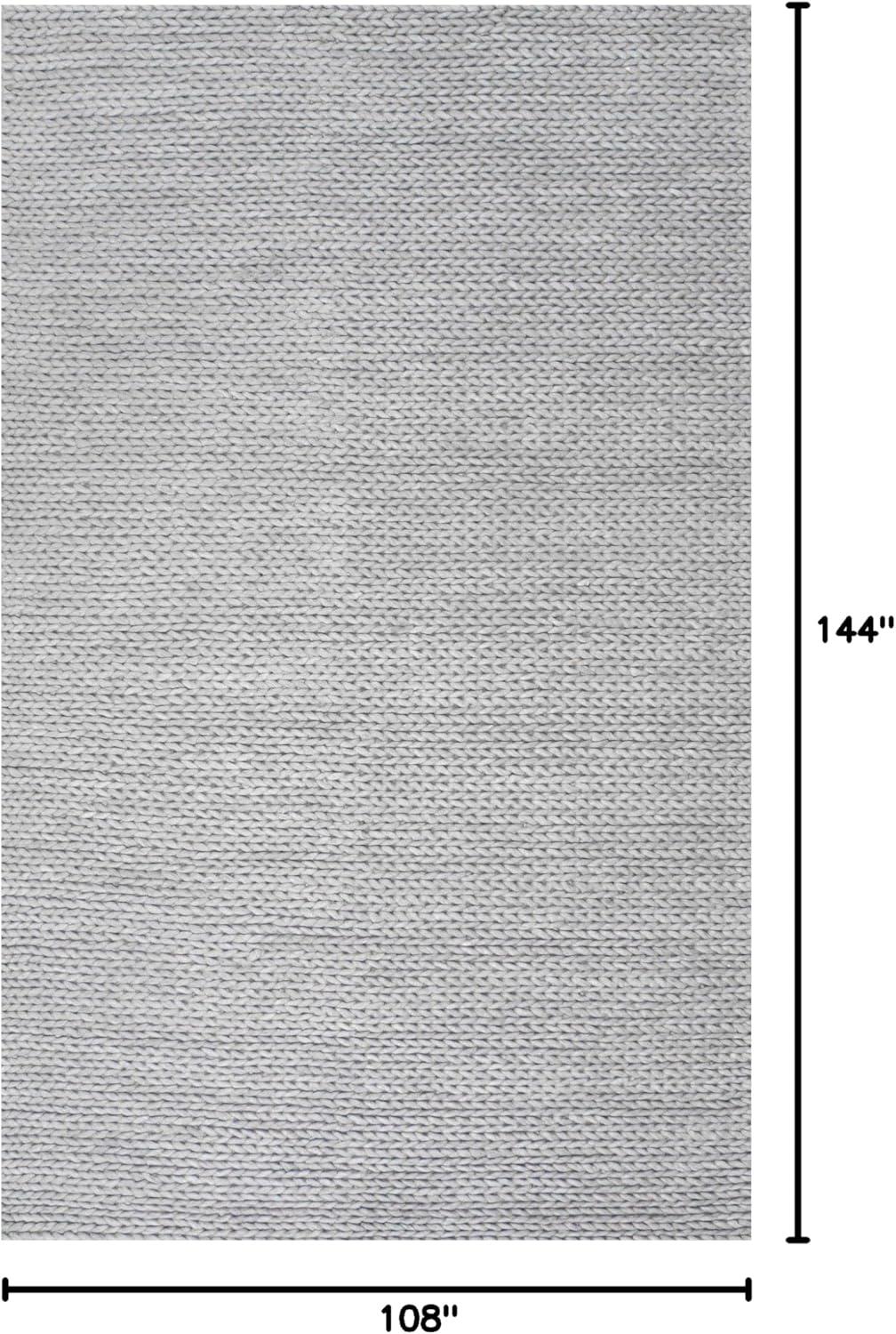 Nuloom 9x12 Penelope Wool Braided Handmade Indoor Area Rug, Off White, Solid Rustic Farmhouse Style, For Bedroom, Living Room, Hallway, Entryway