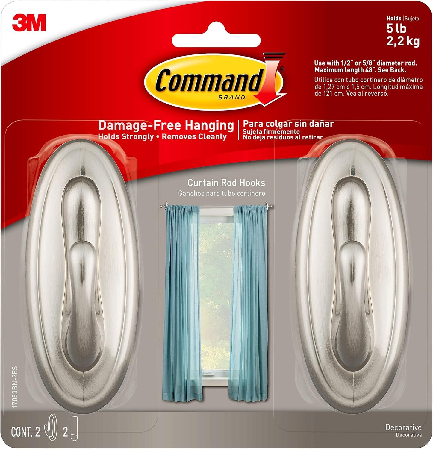 2pk Curtain Rod Hooks - Command