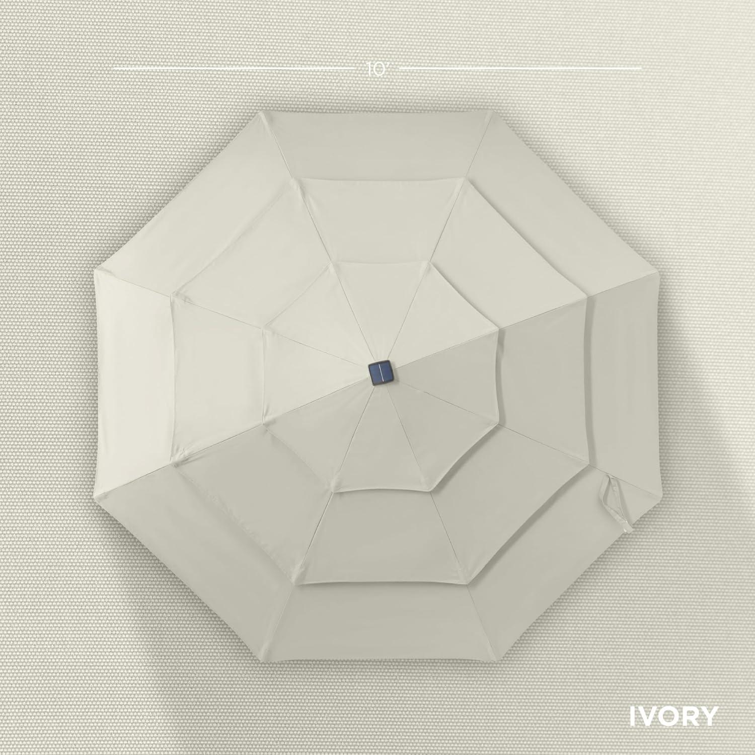 Best Choice Products 10ft 3-Tier Solar Patio Umbrella w/ 24 LED Lights, Tilt Adjustment, Easy Crank - Ivory