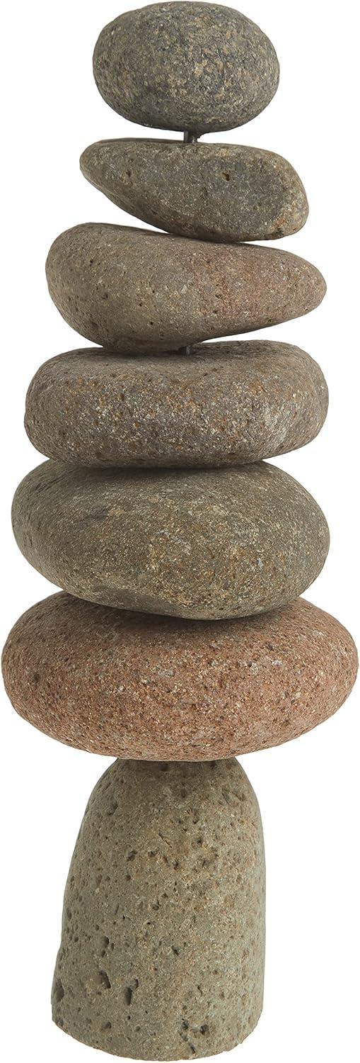 Handmade 11-inch Natural River Stone Garden Cairn