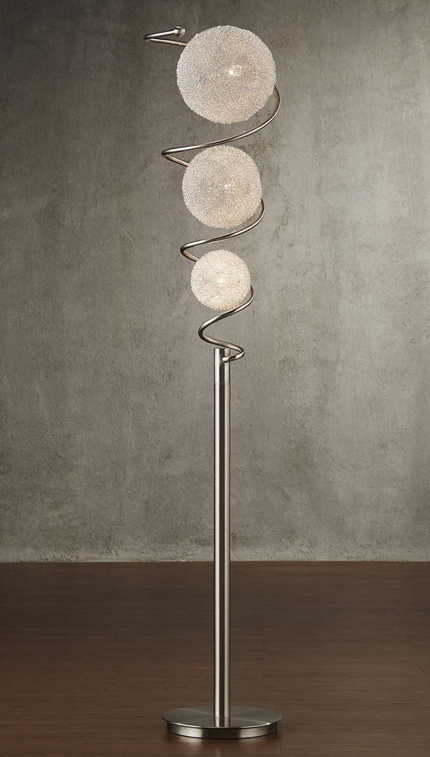 Lexicon Modern Metal Base Floor Lamp in Satin Nickel