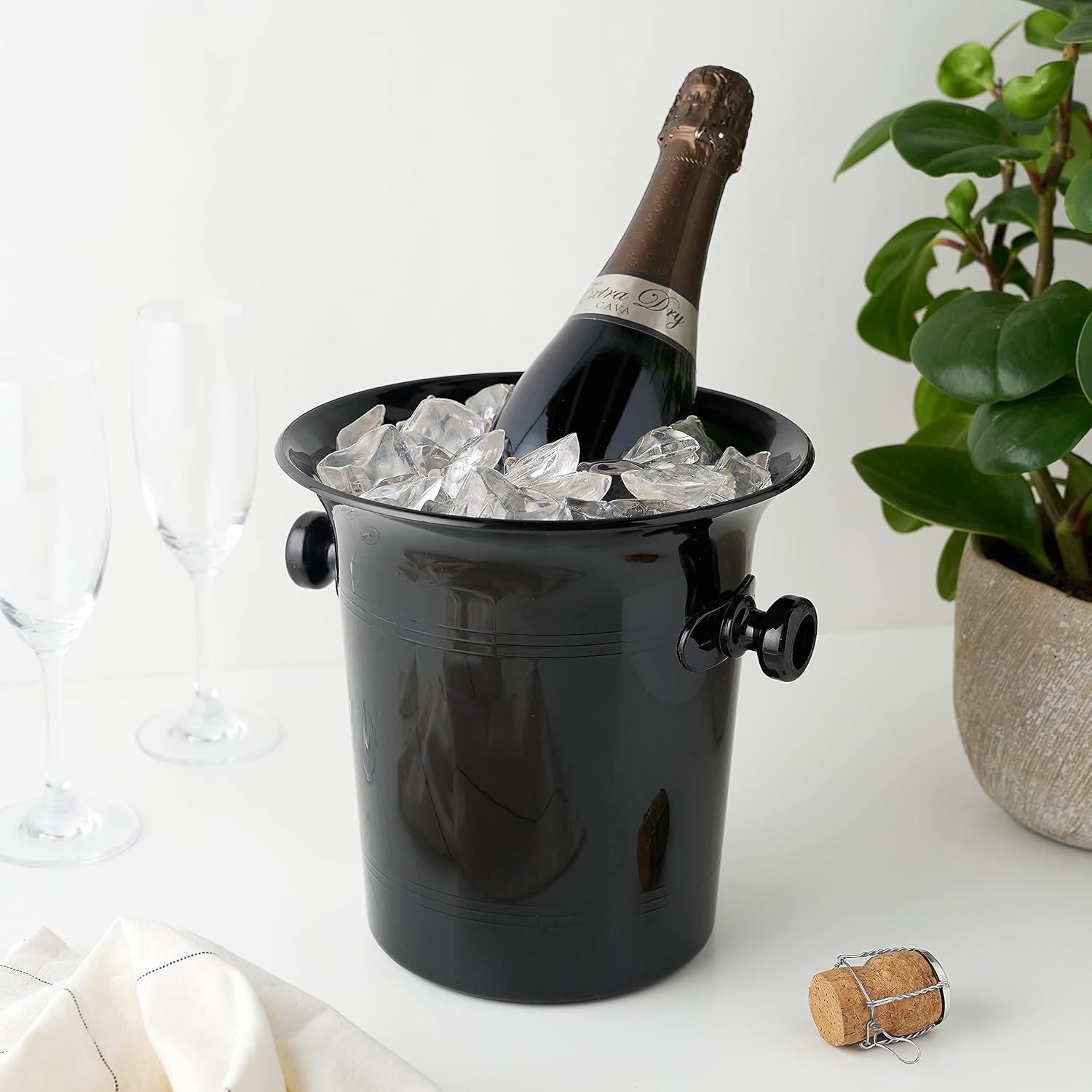 True Black Ice Bucket with Handles, Beverage Tub for Parties, Wine and Champagne Drink Bucket for Outdoor and Indoors Entertaining, 3 Liter, Black